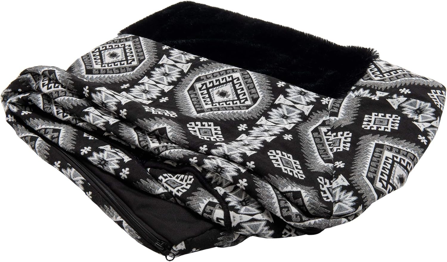 Furhaven Replacement Dog Bed Cover Plush & Southwest Kilim Décor Sofa-Style, Machine Washable - Black Medallion, Jumbo Plus (XX-Large)