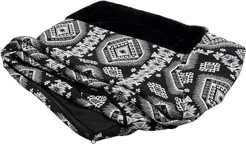 Miniatura 1 de Furhaven - Funda de repuesto para cama de perro, felpa y decoración de kilim del suroeste estilo sofá, lavable a máquina, color negro medallón,