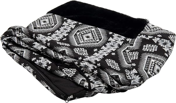 Furhaven Replacement Dog Bed Cover Plush & Southwest Kilim Décor Sofa-Style, Machine Washable - Black Medallion, Medium