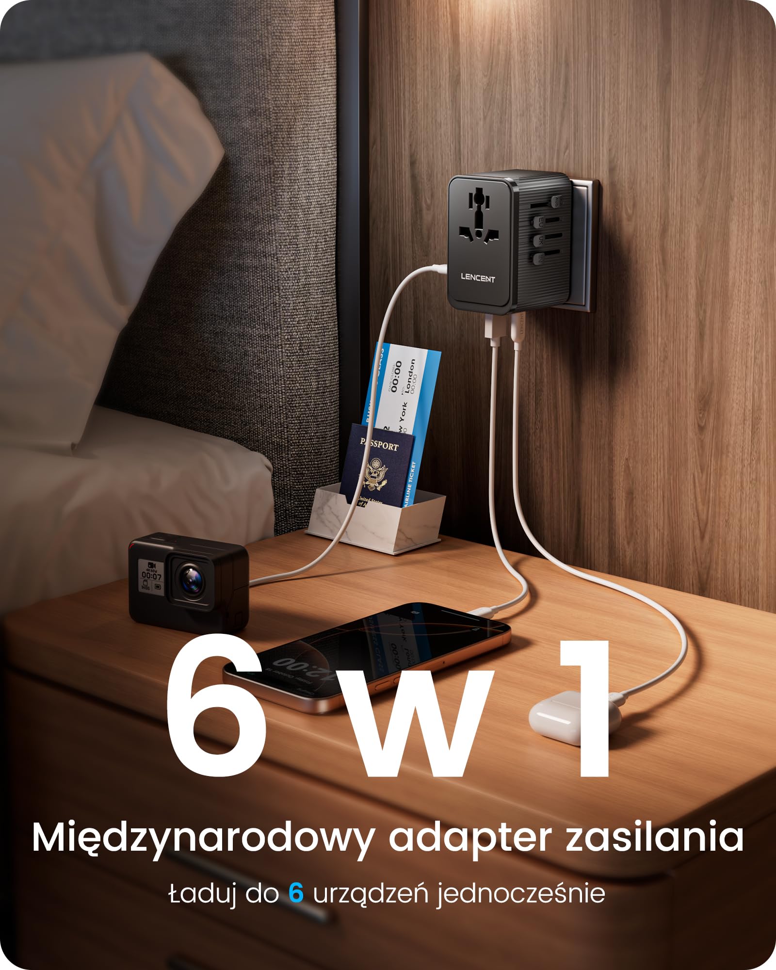 LENCENT Uniwersalny zestaw adapterów podróżnych, międzynarodowy adapter