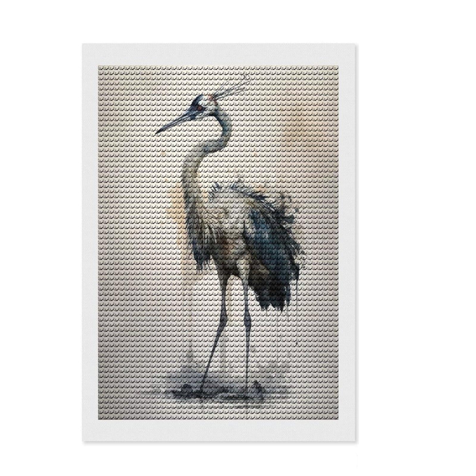 Junmoney Graceful Crane Watercolor Diamond Art Kit 8"x12", for Craft Lovers, Satisfying Creative Project, Birthday Gift, Home Wall Decor