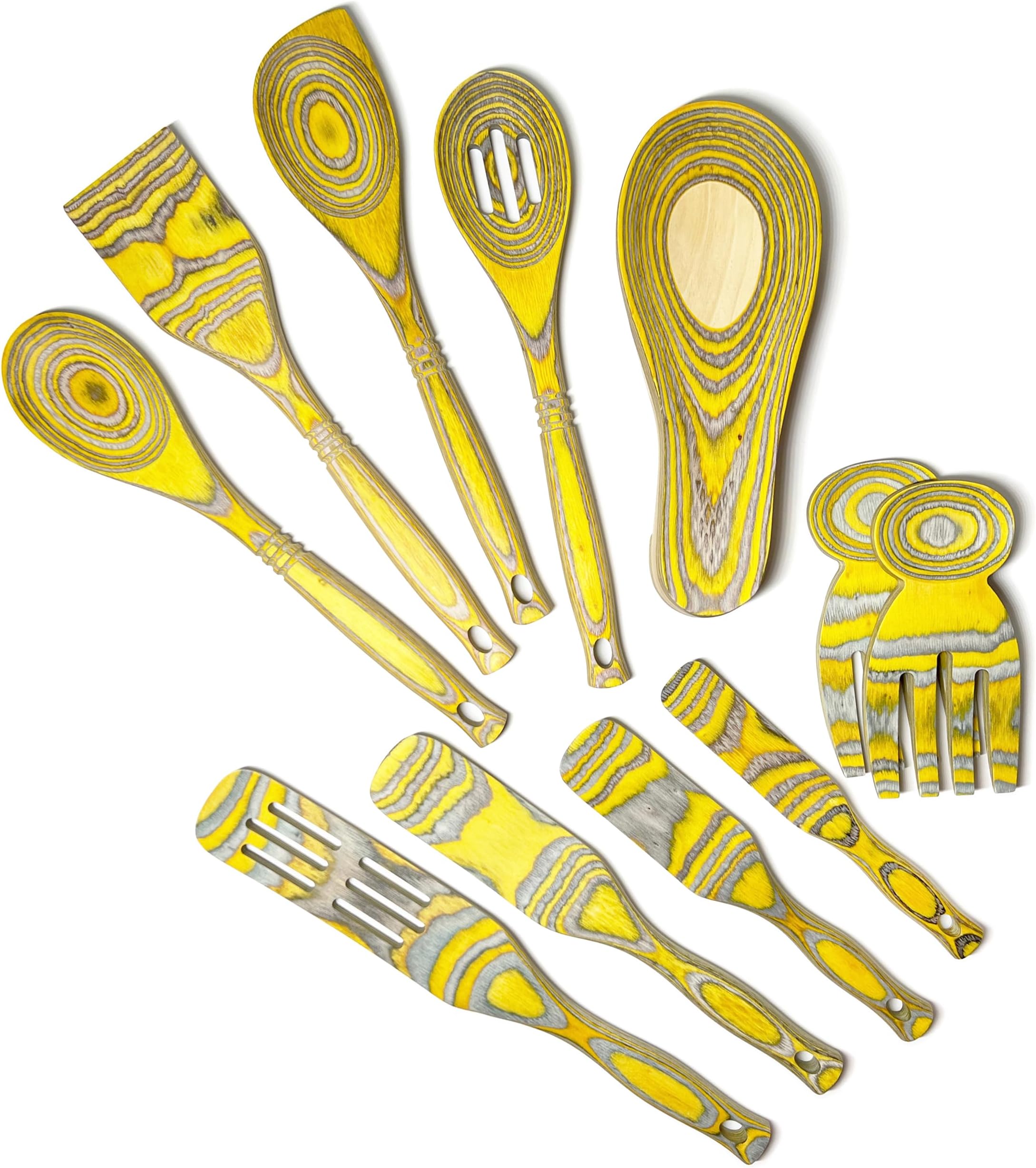 Lemon Pakkawood Kitchen Utensil 11-Piece Tool Set