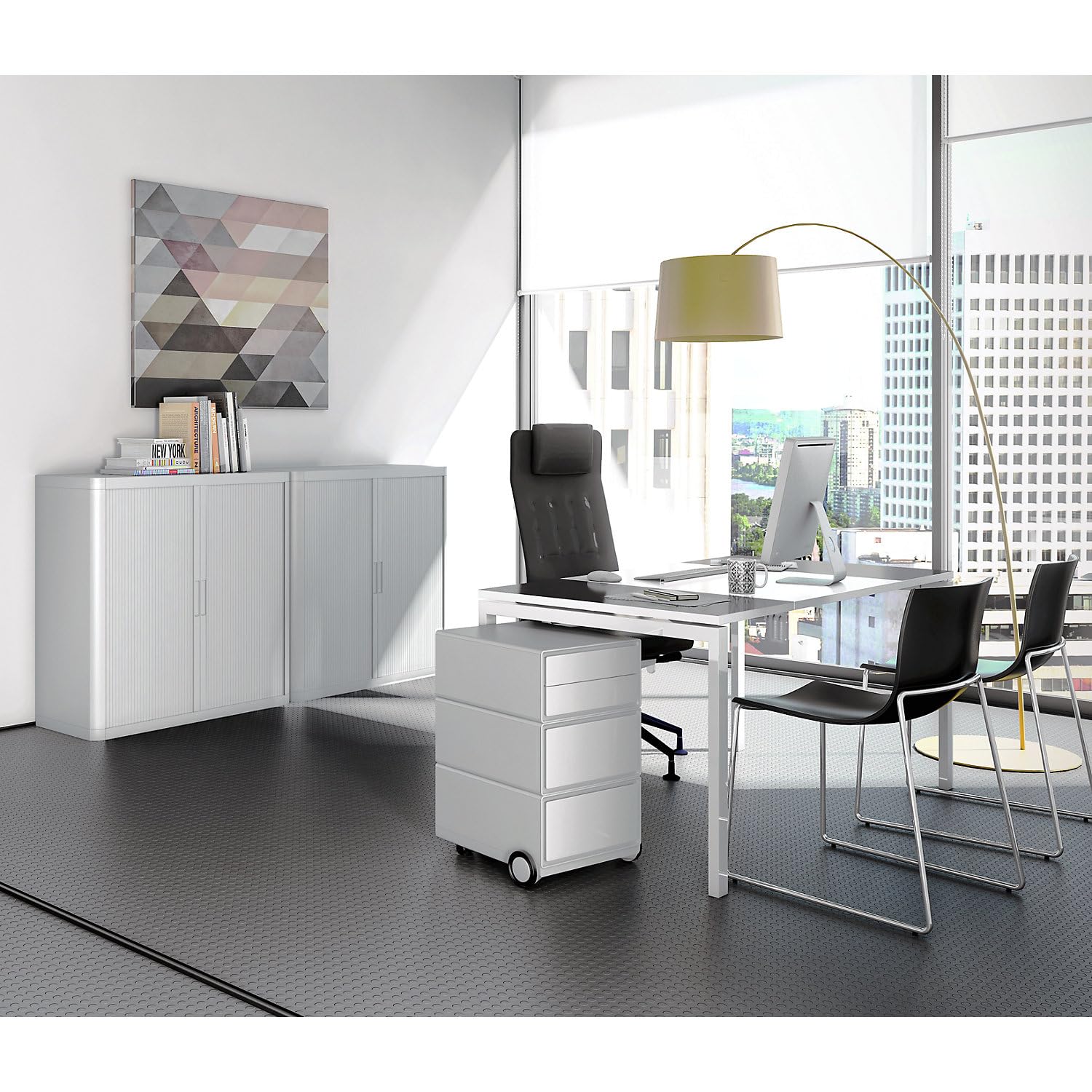 Caisson roulant en plastique - 1 tiroir, 2 tiroirs pour dossiers suspendus - blanc/blanc - caisson de bureau caisson hauteur bureau caisson pour bureau caisson roulant mobilier de bureau
