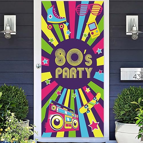 Cartel de fiesta de los años 80, telón de fondo, estilo de los años 80, decoración temática retro de los años 80 para discoteca, rock, música punk,