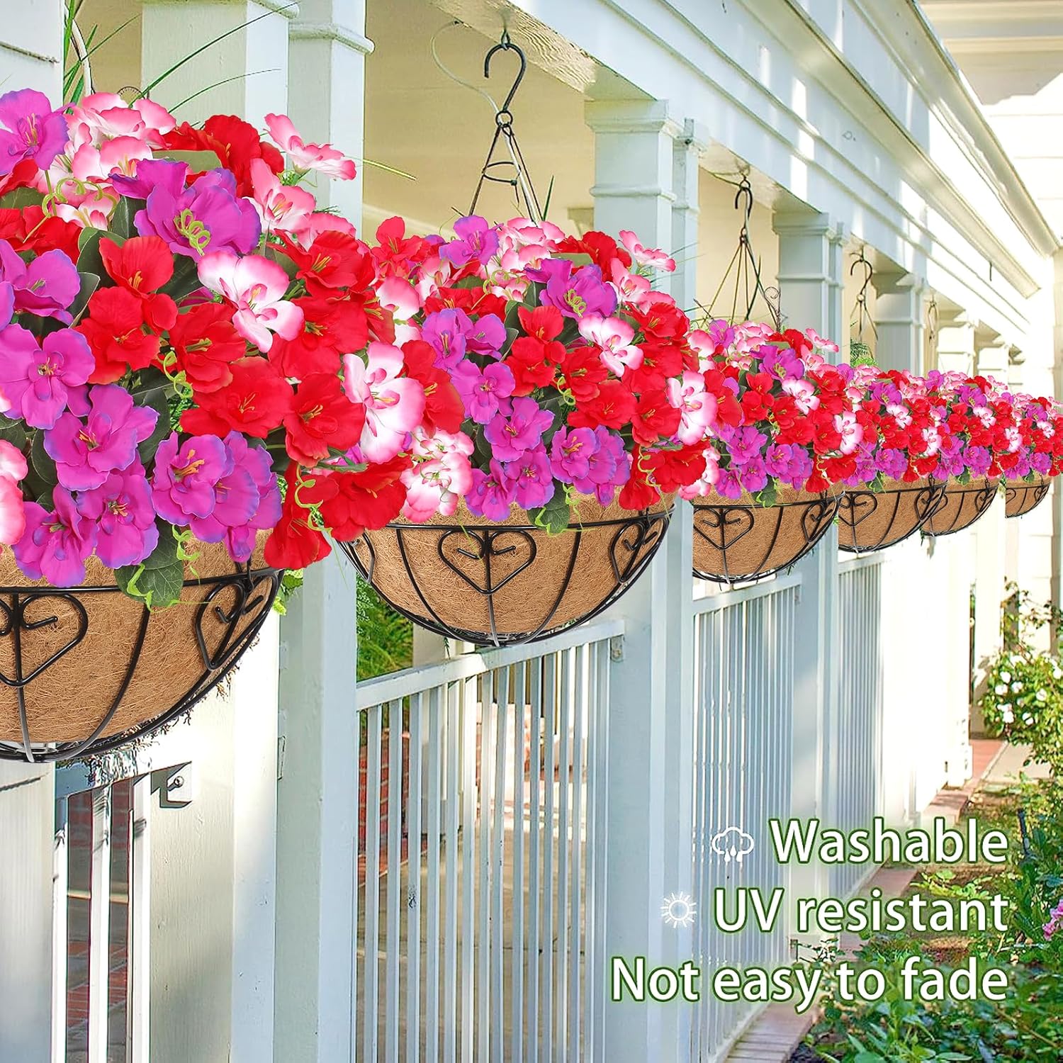 Artificial Flowers for Outdoors 6 Bundles Fake Outdoor Hibiscus Flowers UV Resistant Silk Tropical Faux Flower Plants for Outside Planter Front Porch Patio Balcony Yard Outdoor Spring Decor - Image 7