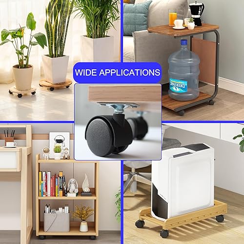 Miniatura 8 de Dalyndar Ruedas giratorias de 2 pulgadas paquete de 4 ruedas de repuesto para muebles con tornillos de freno de bloqueo rueda de goma sin ruido 360