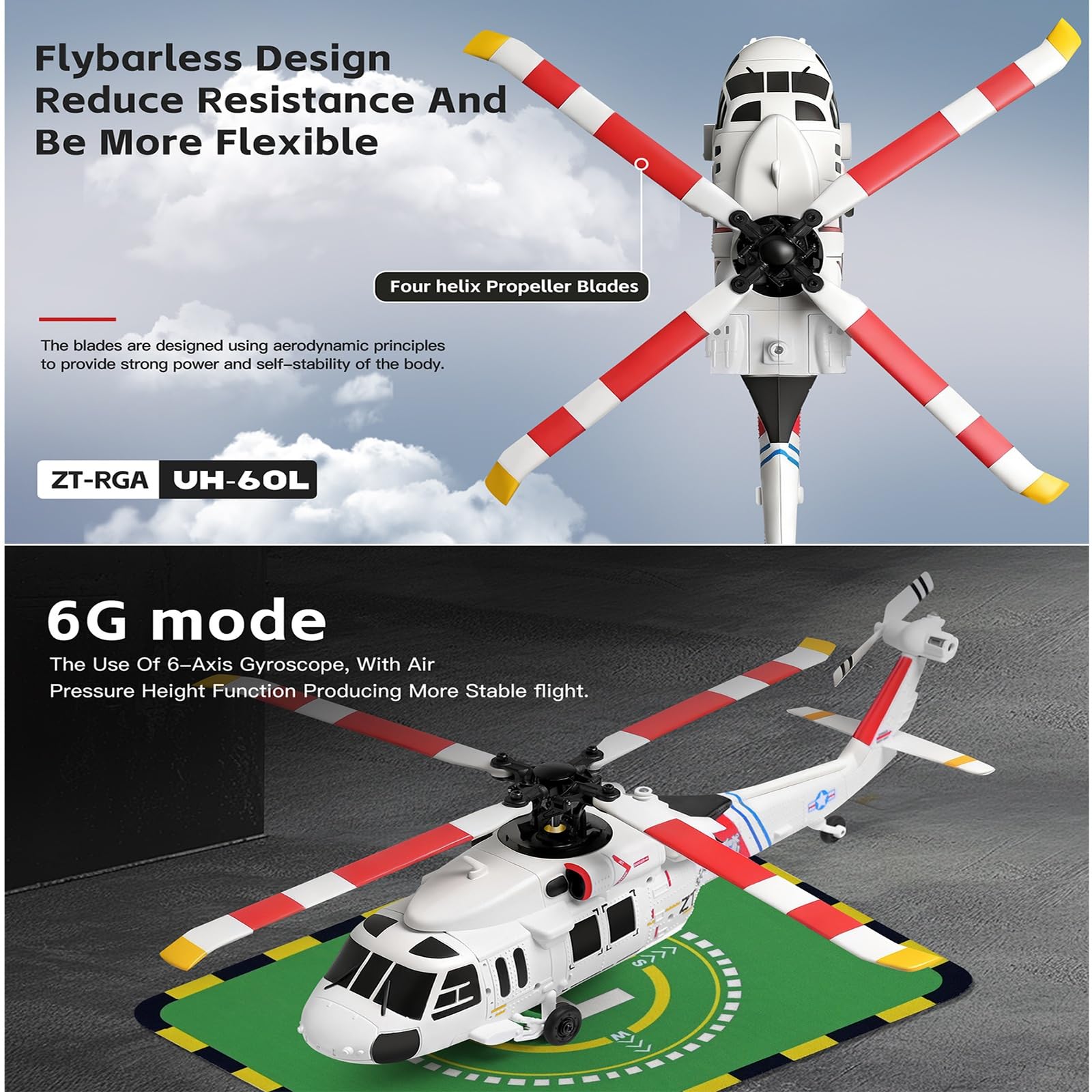 Elicottero radiocomandato K270 UH-60L elicottero brushless flybarless a 4 canali con 4 pale senza alettoni mantenimento dell'altitudine posizionamento ottico del flusso(3 Batteries)