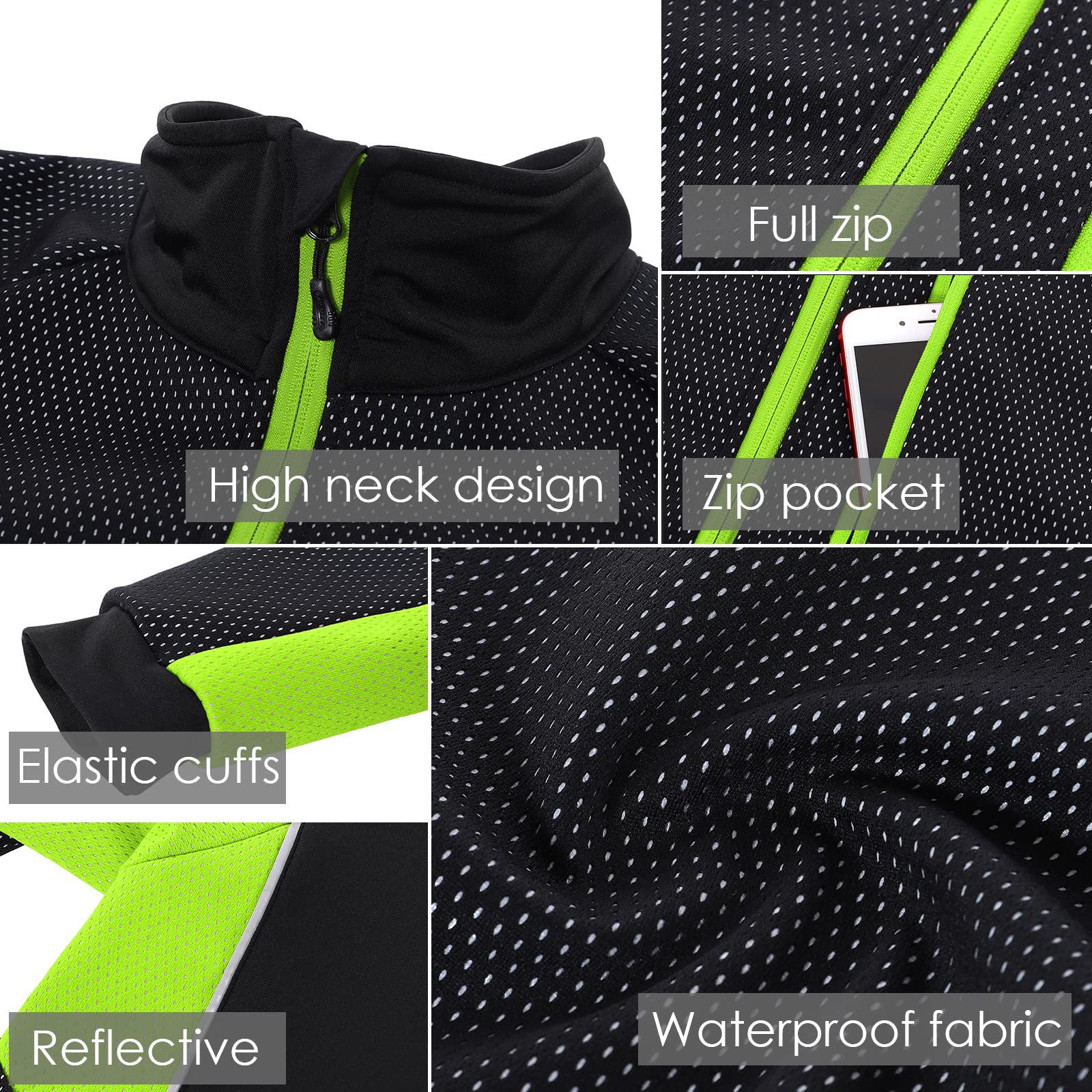 Fietsjack voor heren en dames, winddicht fietsjack met reflecterende Fietsjack voor heren en dames, winddicht fietsjack met reflecterende