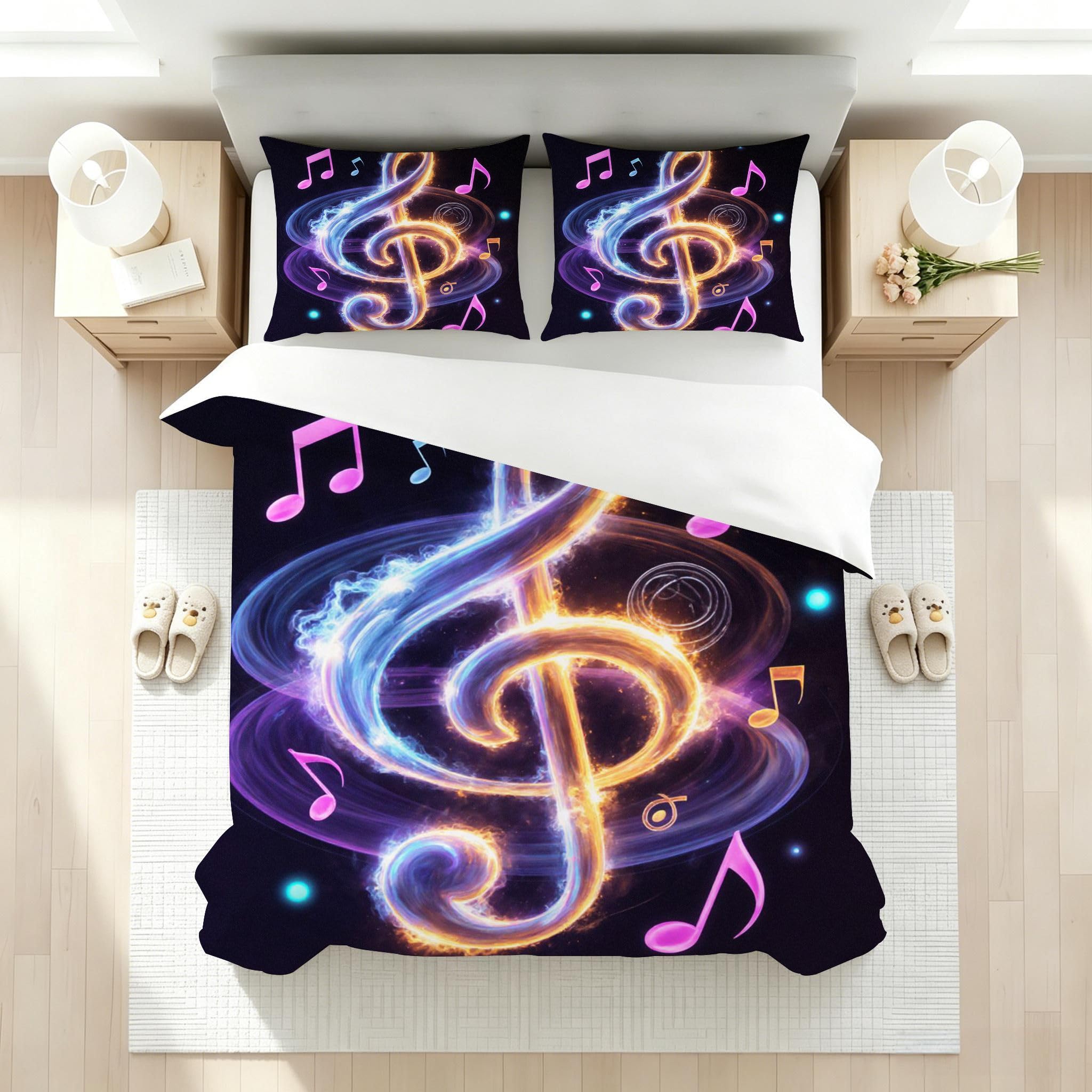 Funda Nórdica Cama 180, 240x260 cm Nota Musical Morada, AQ2208