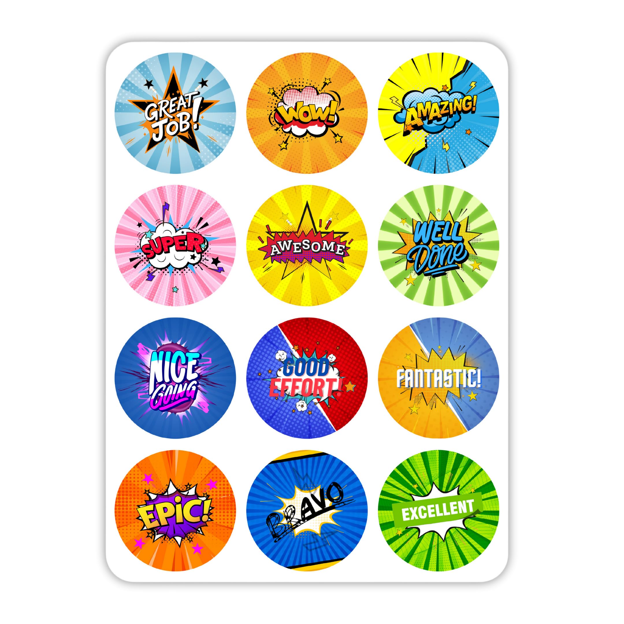 HNTR® Reward Stickers – 204 Large Round Well Done Stickers for Children, Teachers & Parents | 3.5cm Size | Ideal for Reward Chart, Certificates & Learning — image 1