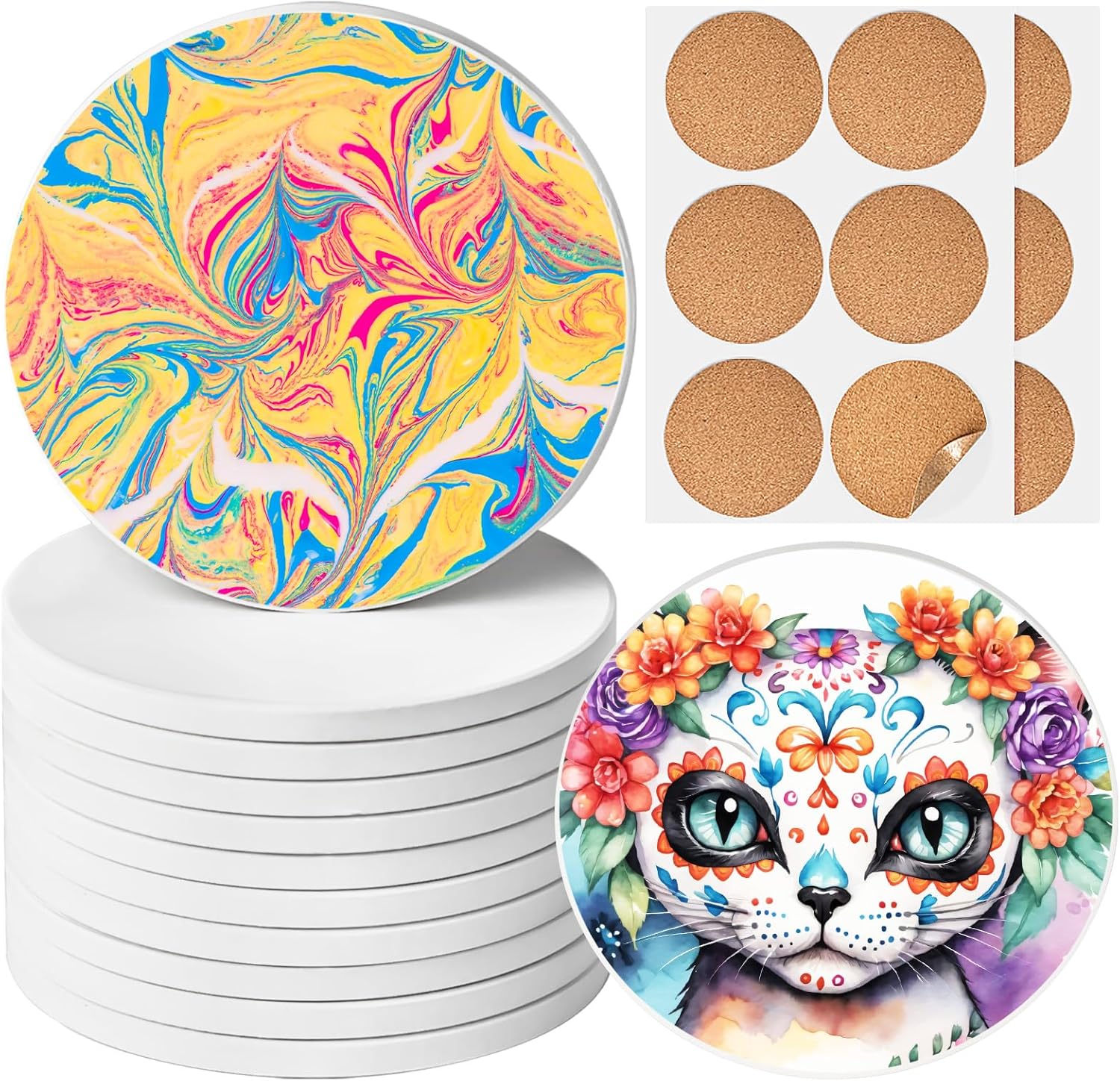 Ceramic Tiles for Crafts, GOH DODD 12 Pack Unglazed Blank Coasters