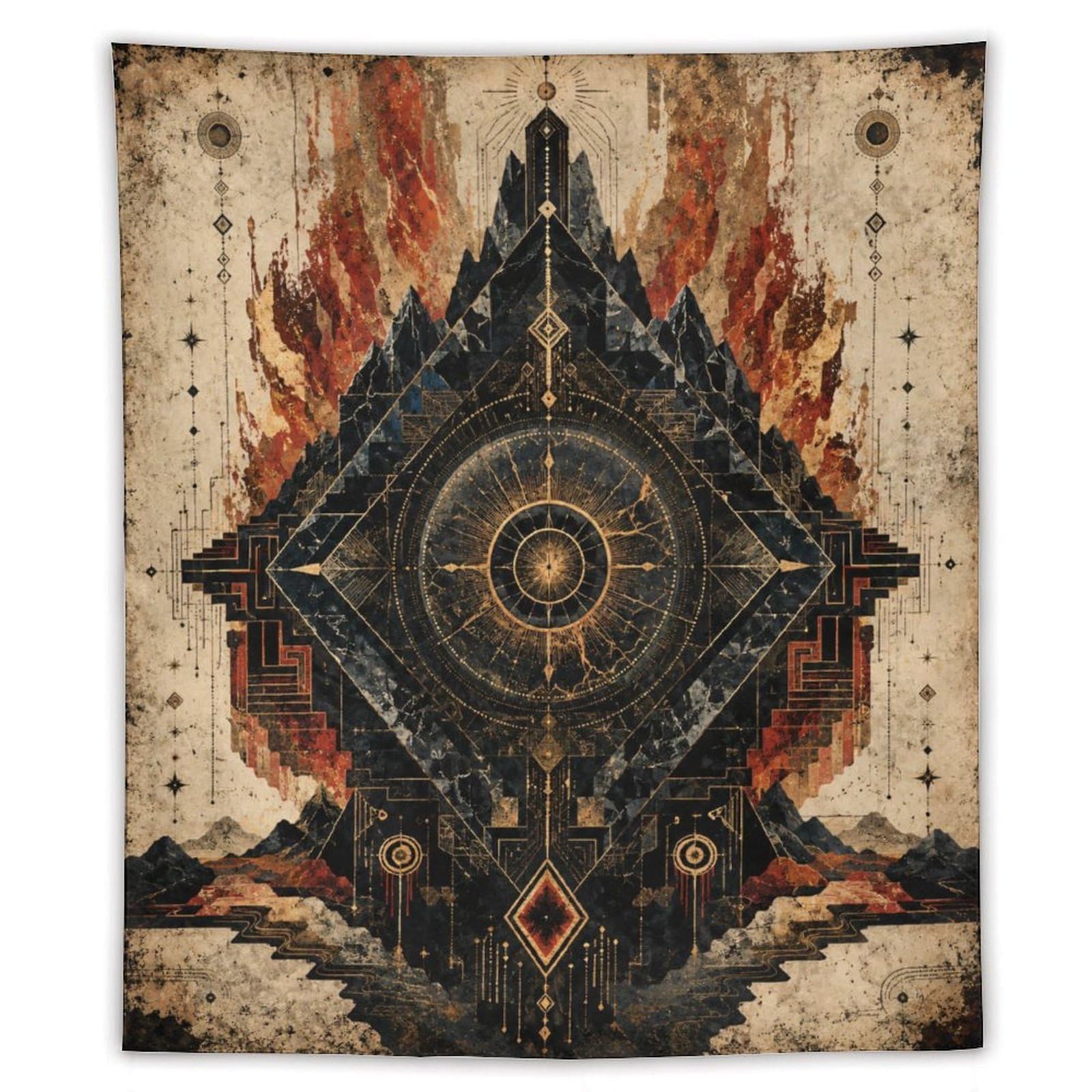H3B8U2Y5 Geometric Black Diamond Wall Tapestry, Cubist Art Style