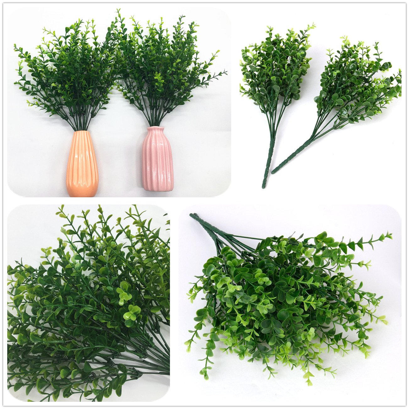 CATTREE Künstliche Eukalyptus-Pflanzen, Kunststoff-Weihnachtsdeko, künstliche Sträucher, grüne Blätter, Hochzeit, Innen- und Außenbereich, Haus, Garten, Veranda, Küche, Büro, Tischdekoration, 8 Stück