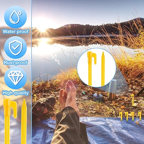 Miniatura 6 de Paquete de 24 estacas de plástico para tienda de campaña de 5.7 pulgadas, resistentes clavijas de anclaje para toldo, estacas de arena, estacas de