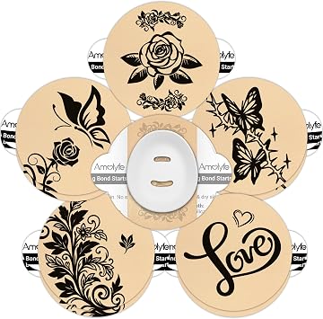 Dexcom G7 Tattoo Over Patches Waterproof, Amolyfe 10 Pack Dexcom Stelo Overpatches, Bump-Proof with Hard Cap, Breathable, Medical Adhesive, 15-Day CGM Protection Tattoo Rose