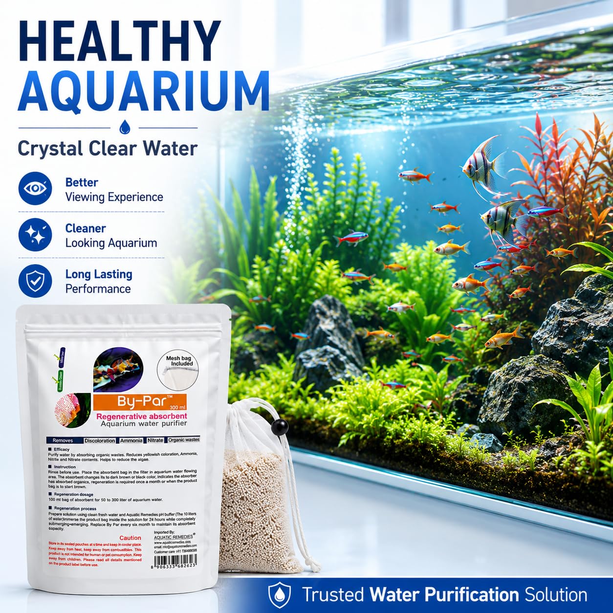 Aquatic Remedies by-Par, 100ML (Mesh Bag Included), Regenerative Absorbent Aquarium Water Purifier