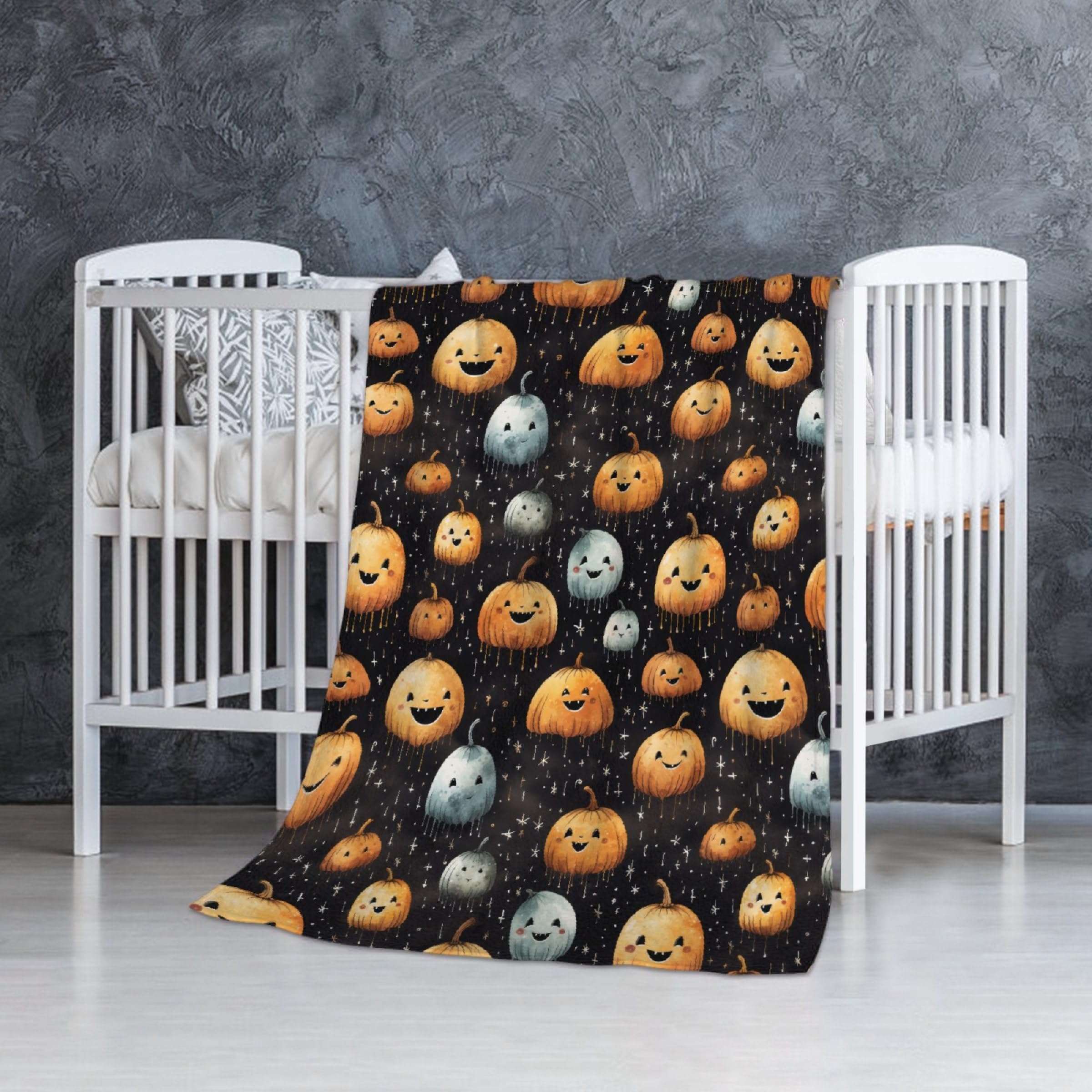 Halloween Pumkins Baby Blanket Gifts Super Soft Swaddle Newborn Cozy Baby Receiving Blanket Stroller Throw Blanket for Crib 40x30 in for Puppy