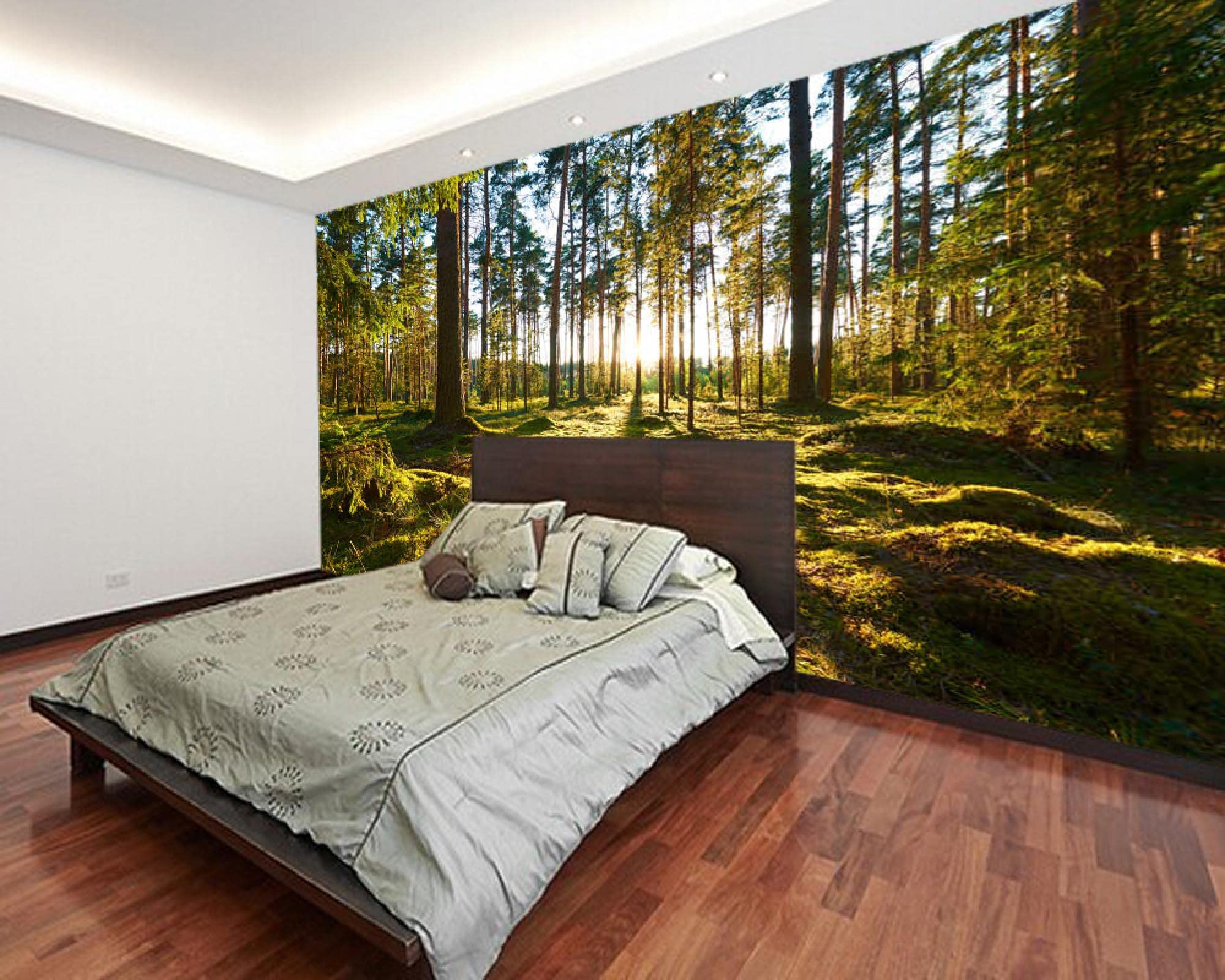 3D-Wandaufkleber mit grünen Pflanzen, Bäumen, Vlies, selbstklebend, Wandaufkleber, für Kinderzimmer, Dekoration, groß, 360 x 250 cm