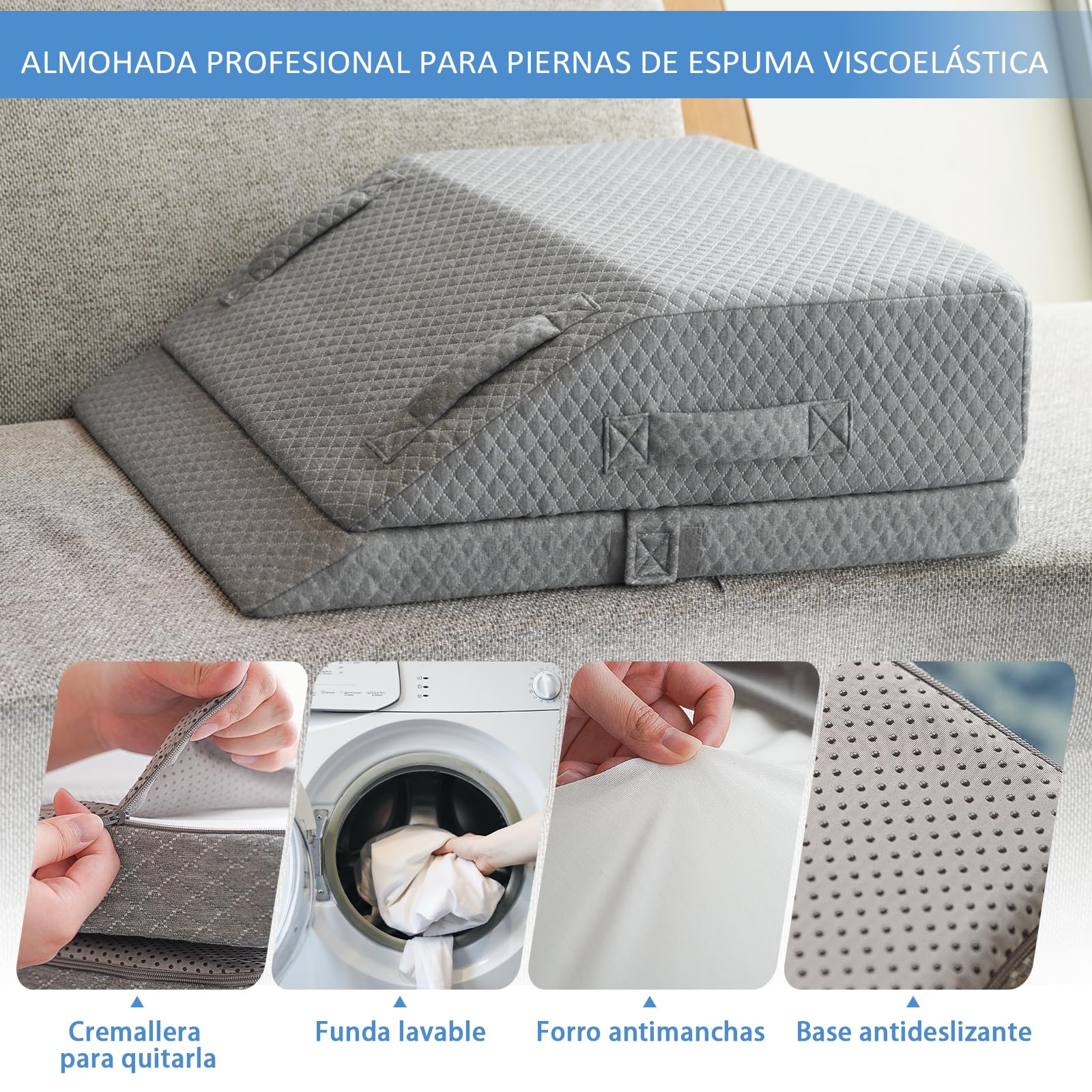 KingPavonini Almohada Piernas Dormir, Ajustables de Elevación para La Hinchazón, con Memoria de Gel Refrigerante para, Ciática Espalda Rodilla Cadera Tobillos Alivio del Dolor, Circulación Sanguínea