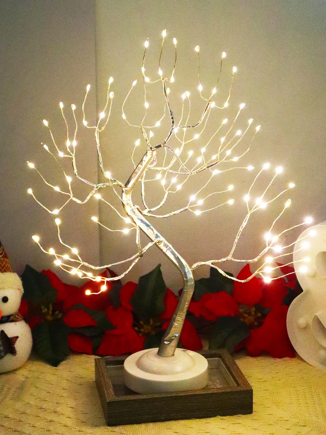 FUCHSUN 108 LED Tabletop Bonsai Tree Light Warm White Fairy Lamp with Timer 8 Modes Battery/USB Powered for Living Room Bedroom Home Christmas Decoration (Silver Branches) - Image 9