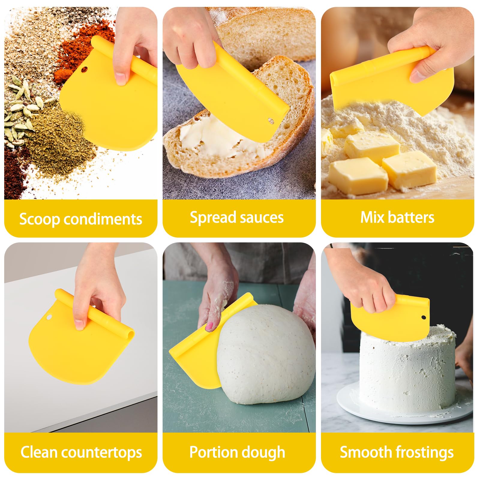 Set De 3 Grattoirs à Pâte Vicloon - En Plastique Et Inox Pour Pâtisserie, Cuisine Et Découpe Précise