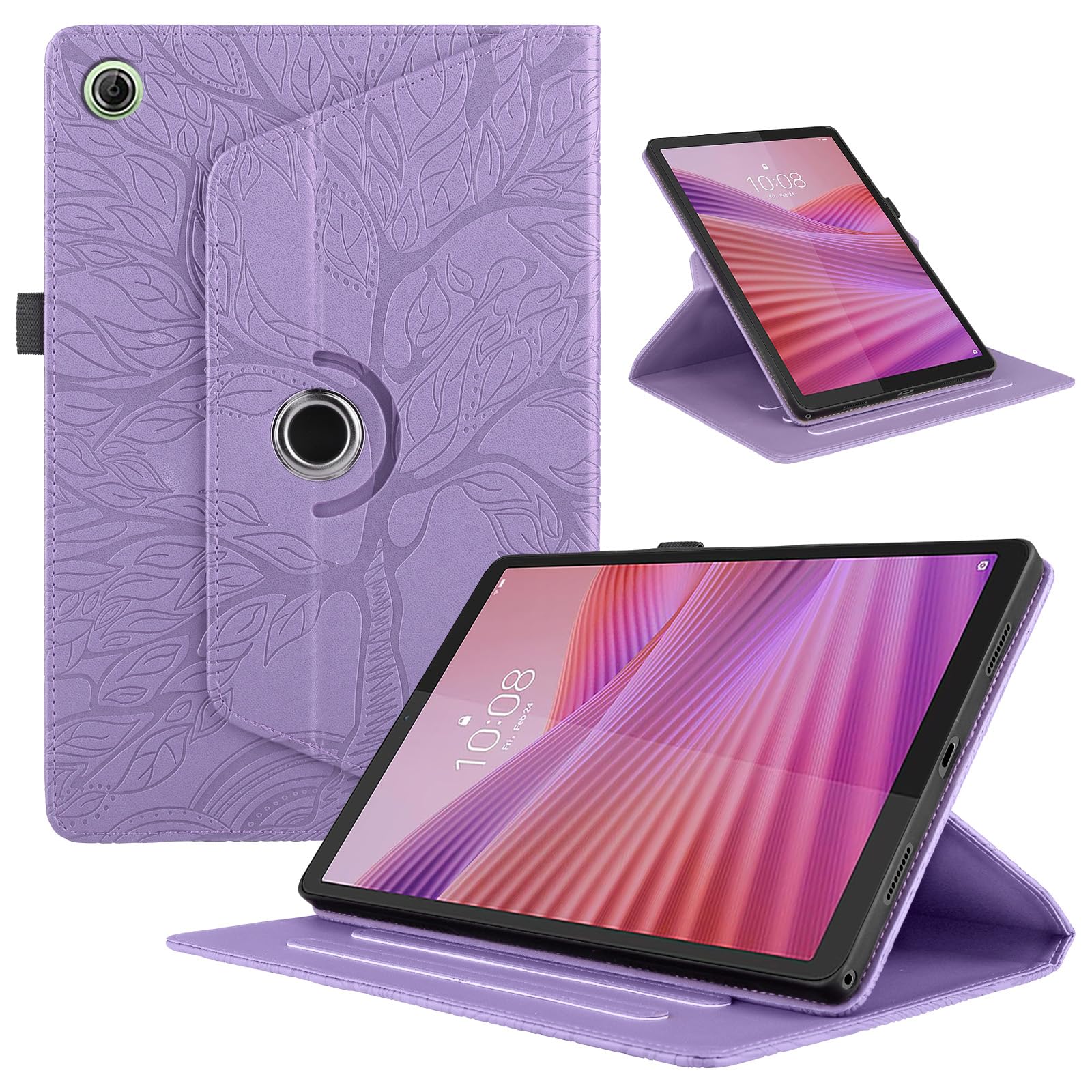 Funda para Samsung Galaxy Tab S9/ S8/ S7 11" (SM-X710/X700/T870) PU Cuero Tablets Protectora Cover 360°Carcasa Giratoria de ángulo Múltiple Stand Función Tablets Funda,Rojo Árboles — view 20