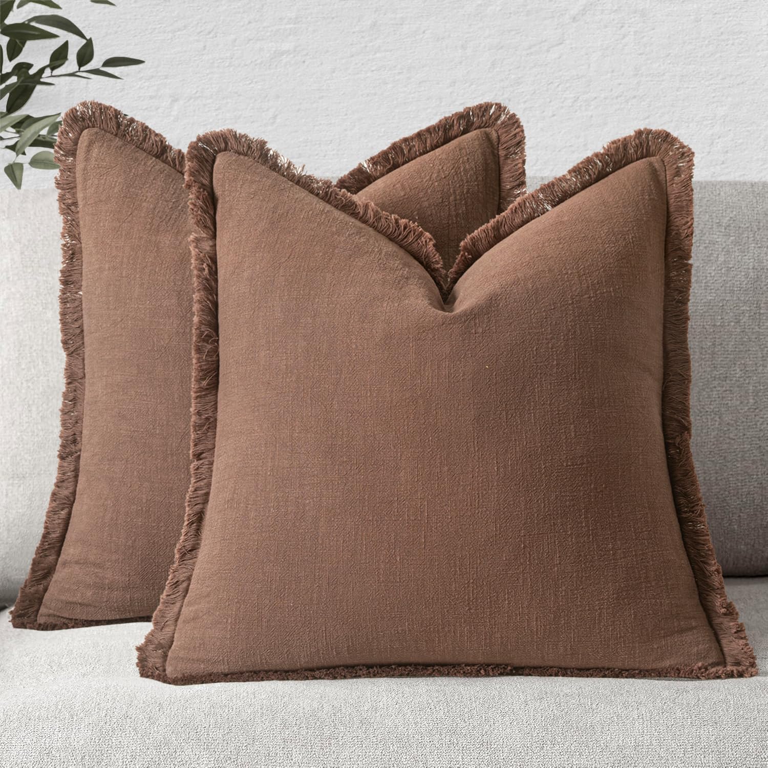 MIULEE Linen Decorative Fall Euro Throw Pillow Covers Dark Coffee 28x28