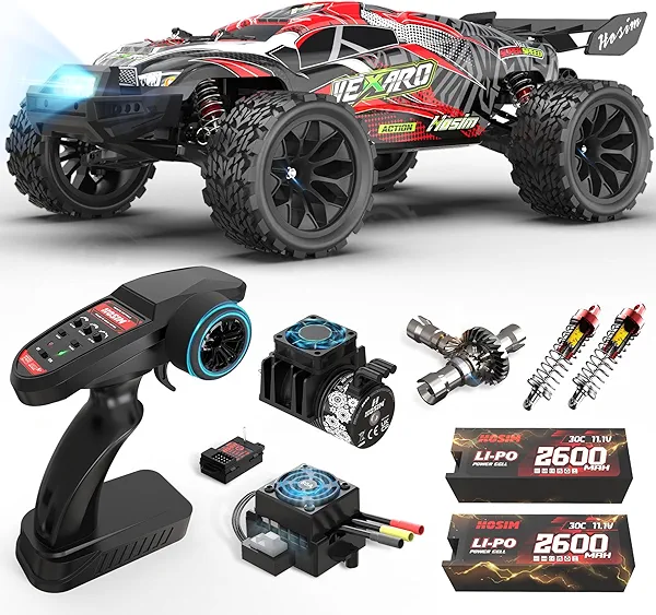 Hosim Mini 1:8 Brushless RC Cars for Adults, VEXARO MAX 50MPH High Speed Rc Trucks Fast, 4X4 Remote Control Car All Terrain RC Truggy Waterproof Off Road Hobby Large Monster Truck with 3S Battery