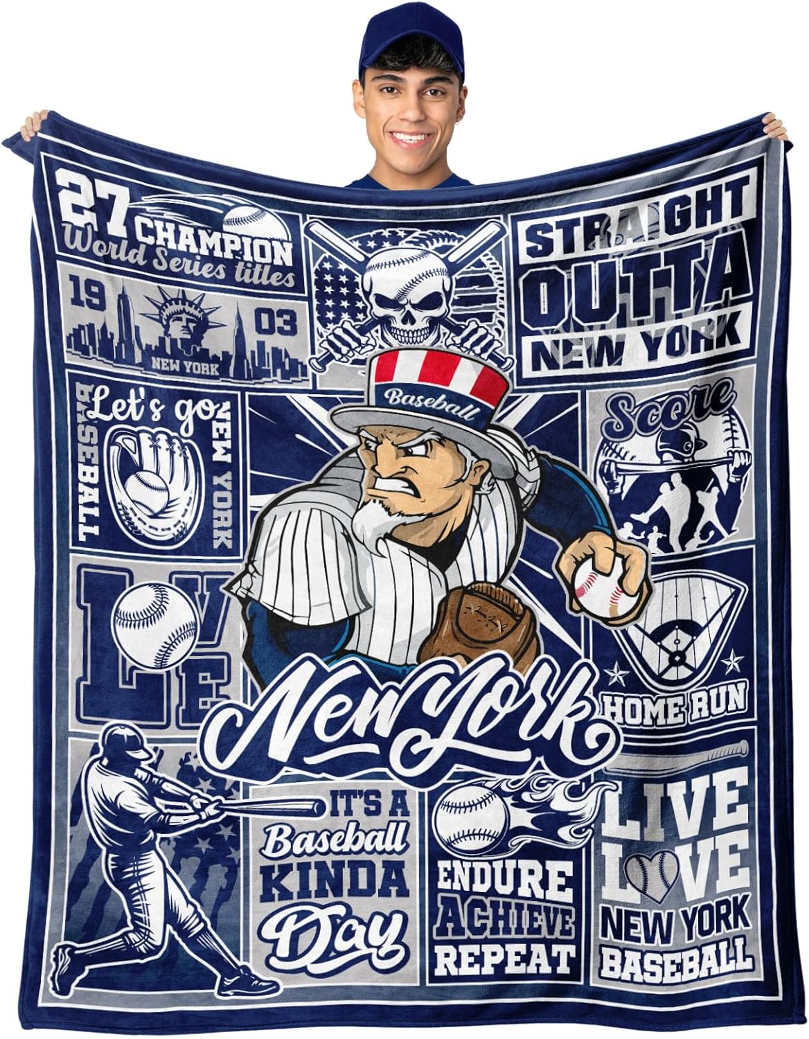 Baseball Blanket, Baseball Gifts for Men Boys, Sports Stuff Fans Coach Gifts 80"x60" Blanket Throws for Valentines Birthday Christmas.