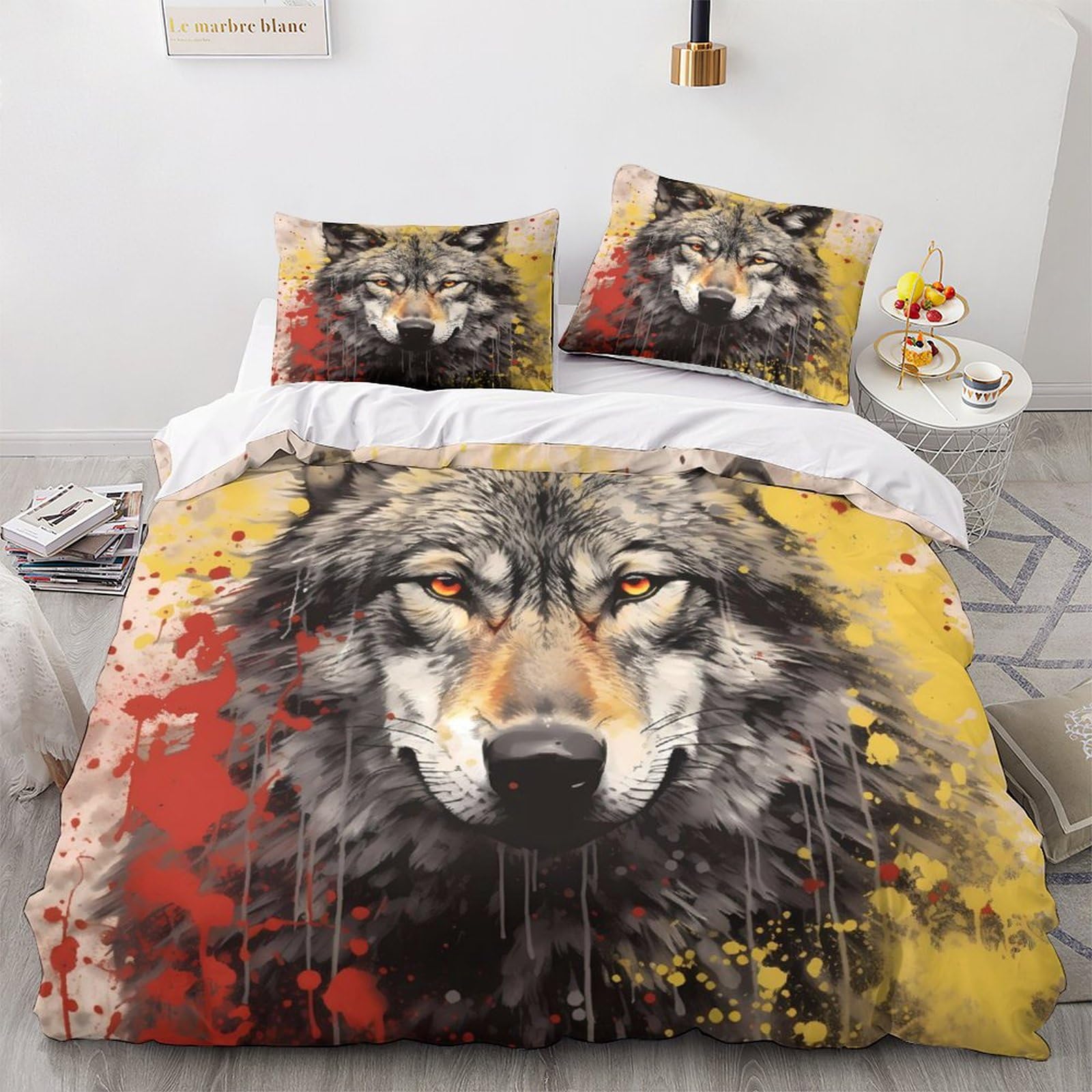Housse de couette loup 220x240cm pour transformer l'ambiance et la déco de la chambre d'enfant