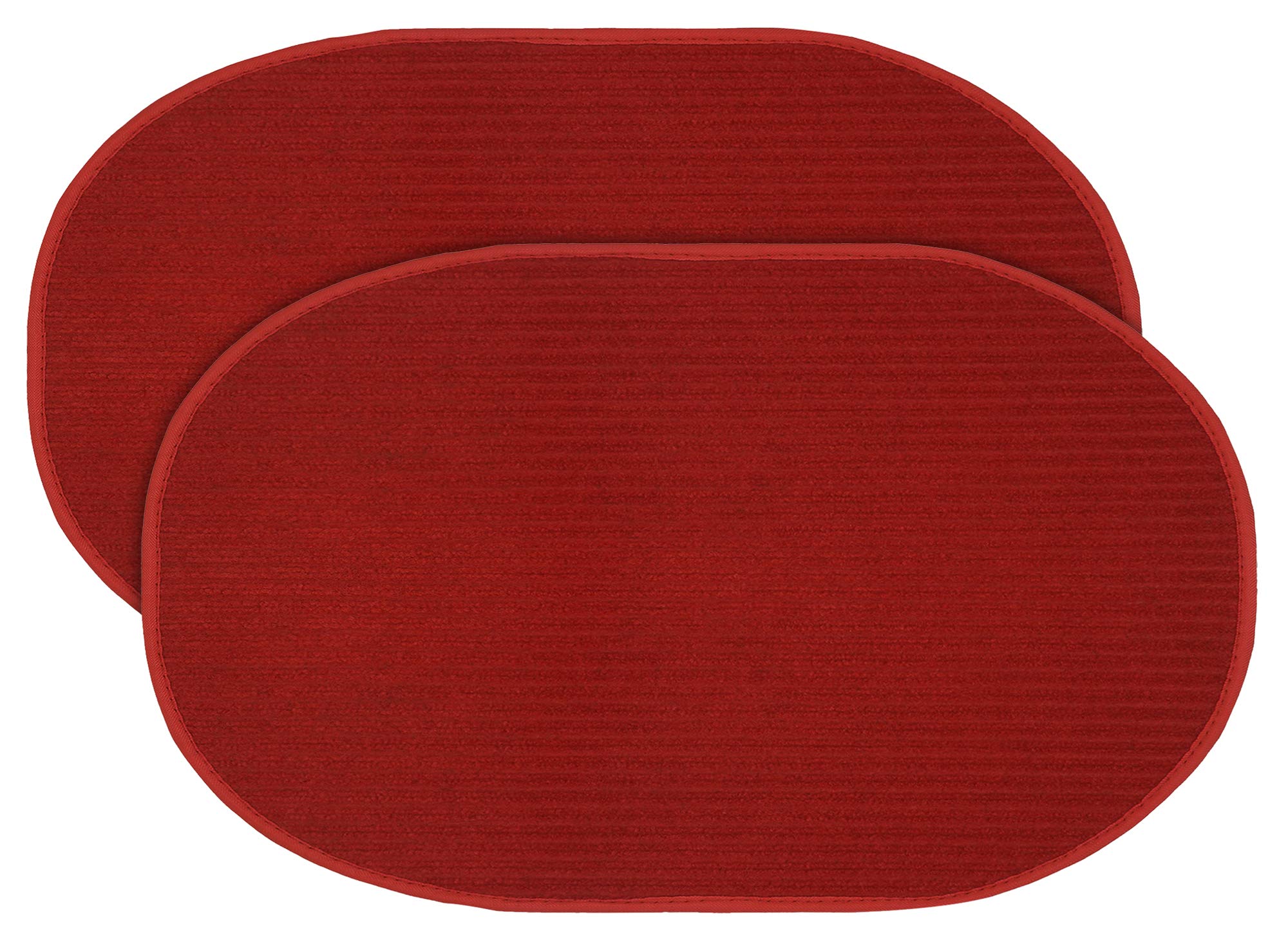 Kuber Industries Oval Shape Durable Microfiber Door Mat, Heavy Duty Doormat, Indoor Outdoor, Easy Clean, Waterproof, Low-Profile Mats for Entry, Patio, Garage (Set Of 2, 14'' x 23'', Red)-KUBMART12063