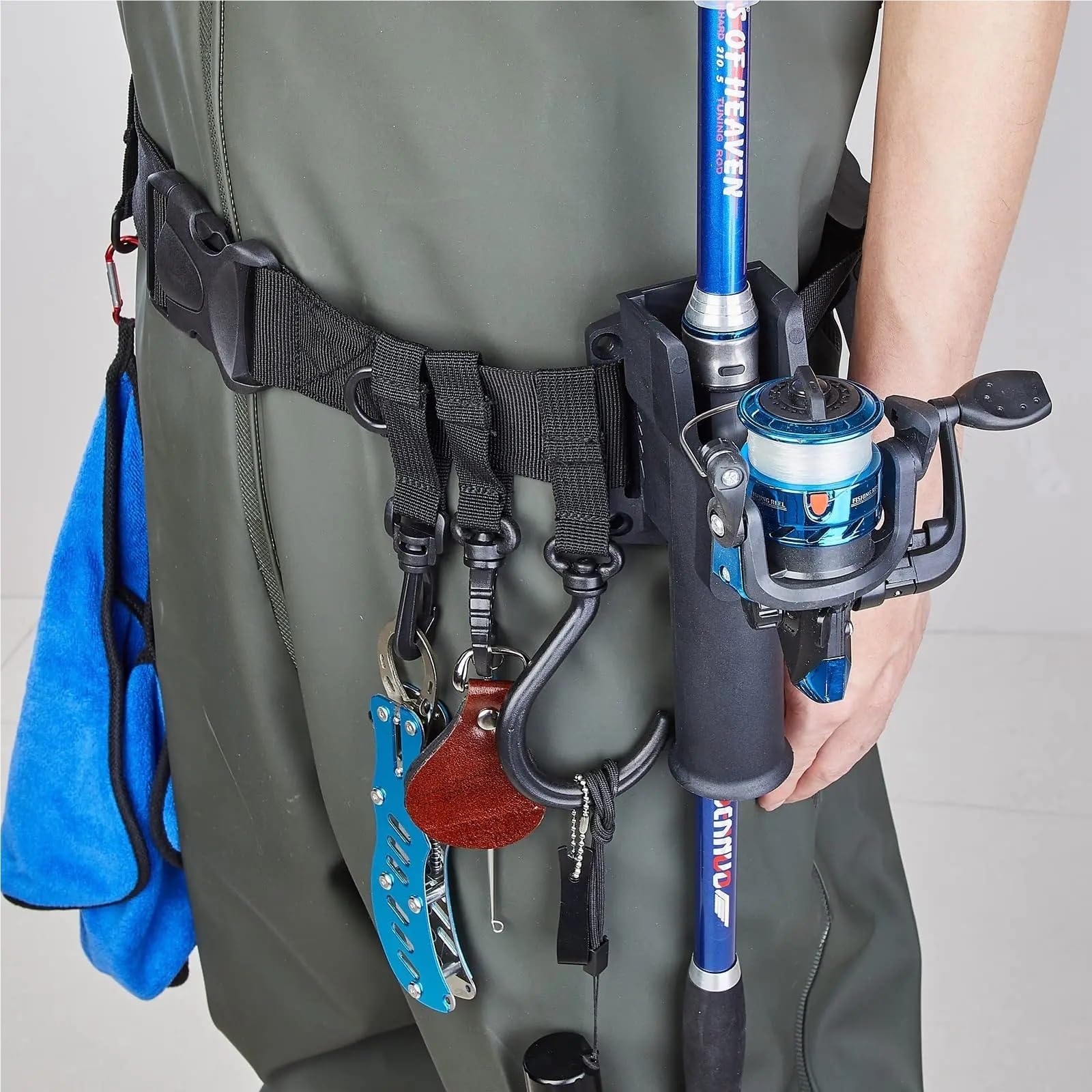Angelrutenholster, Angelrutenhalter for den Hüftgurt, Verstellbarer Stangeneinführer for Spinnangeln mit Casting-Rolle im Freien