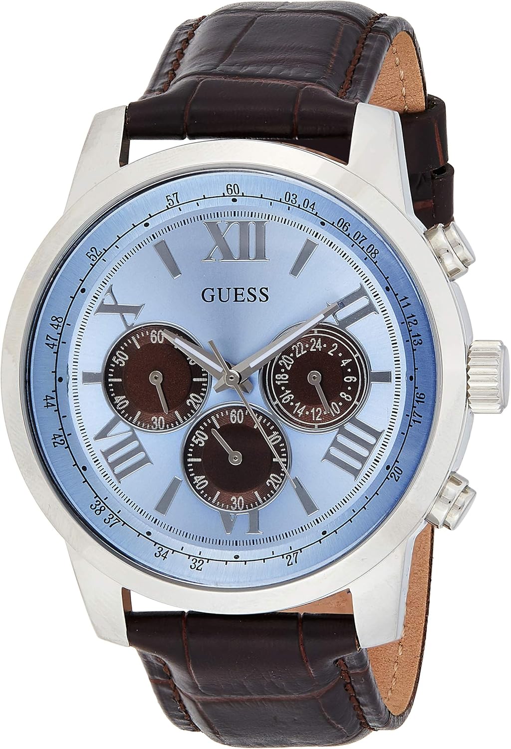 guess watch men's brown leather strap