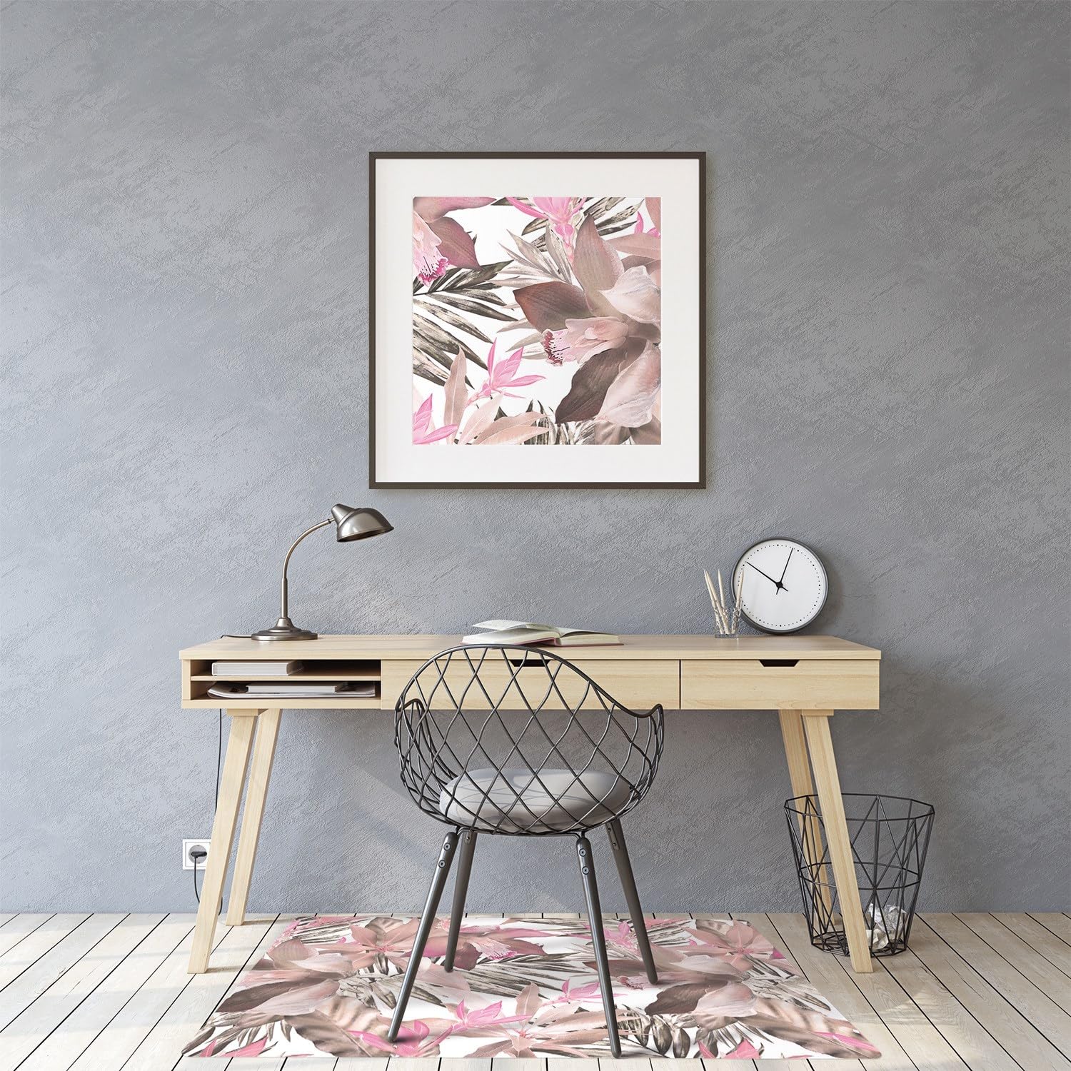 Tappeto Salvapavimento 120x90 cm Facile da Pulire per Ufficio a Casa Protezione di Pavimenti PVC Vinile Rettangolare Impermeabile Antiscivolo Resistente ai Danni - foglie di banano