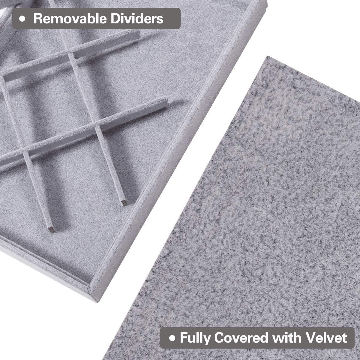 VIEFIN Velvet Stackable Jewelry Trays for Drawer,Jewelry Display Trays for Show, Drawer Jewelry Organizer Trays for Ring, Stud,Necklace,Bracelet,(Set of 3, Grey) : Clothing, Shoes & Jewelry