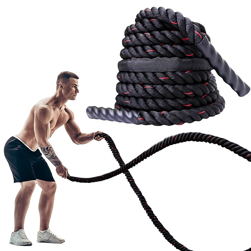 Immagine del prodotto PROIRON Corde da Battaglia 9M/12M, Corda da Combattimento per Palestra di Allenamento Fitness, Corde per Esercizi Pesanti 38mm, Corda Ondulata per Allenamento di Forza (9M-Rosso)