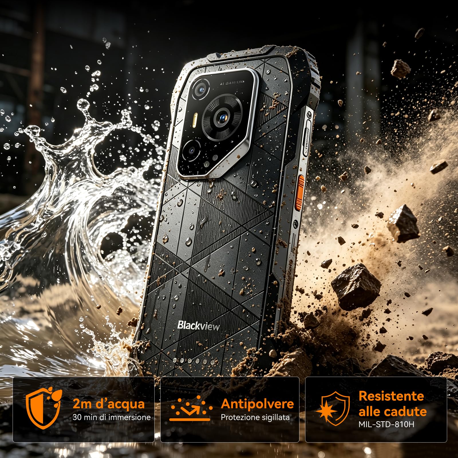 Blackview BL7000 Pro 5G Rugged Smartphone 7500mAh/750nits/20MP Night | 6,78" 120Hz, 32GB+256GB, Android 16 Telefono Indistruttibile per Muratori, Artigiani&Escursionisti,NFC/3 Anni Garanzia