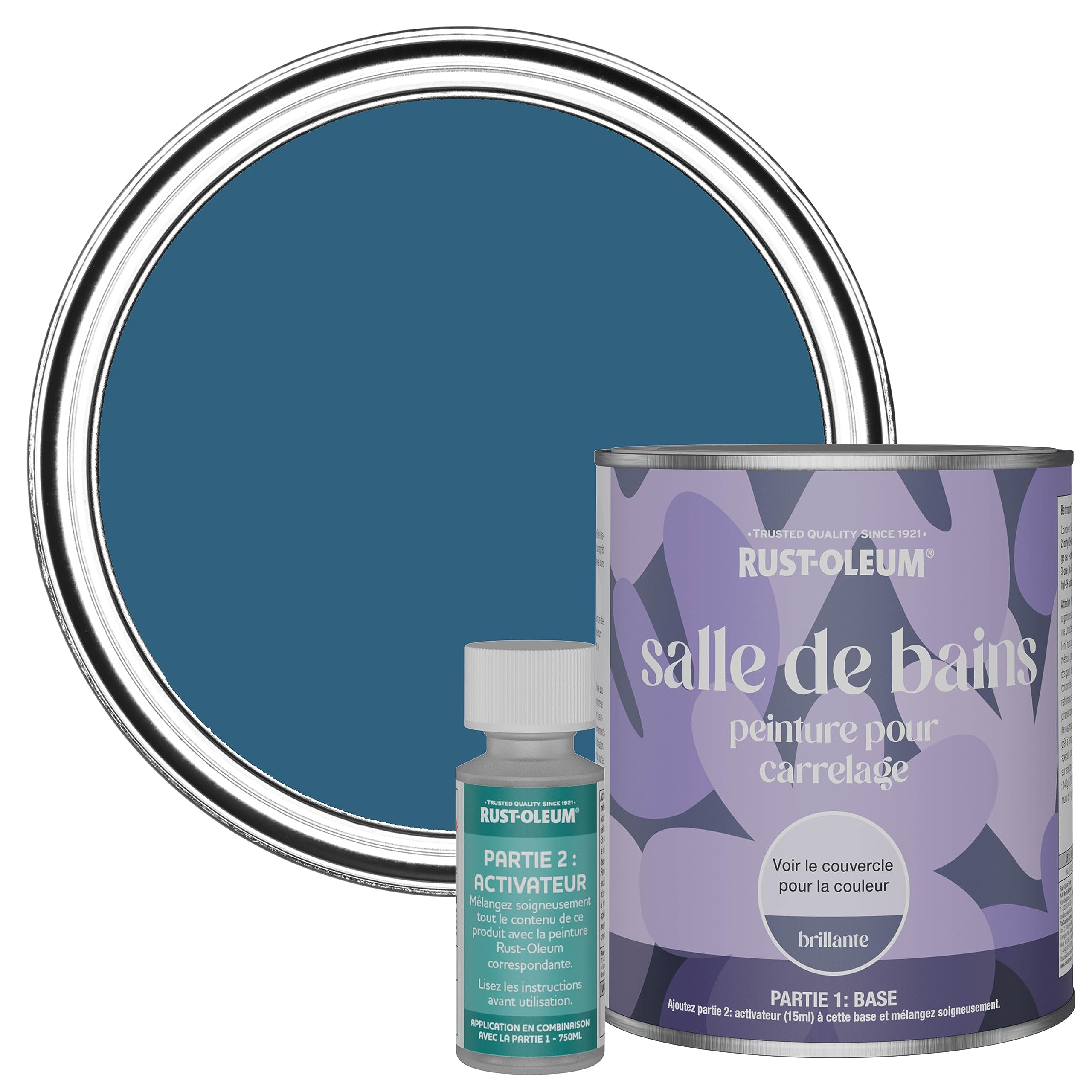 Rust-Oleum Peinture Bleue Résistante à l'eau pour Carrelage de Salle de Bain, Finition Brillante - Cobalt 750ml