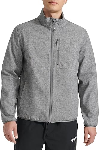 Champion Men's Lightweight Active Soft Shell Jacket with Stand Collar, Heather Grey, Small