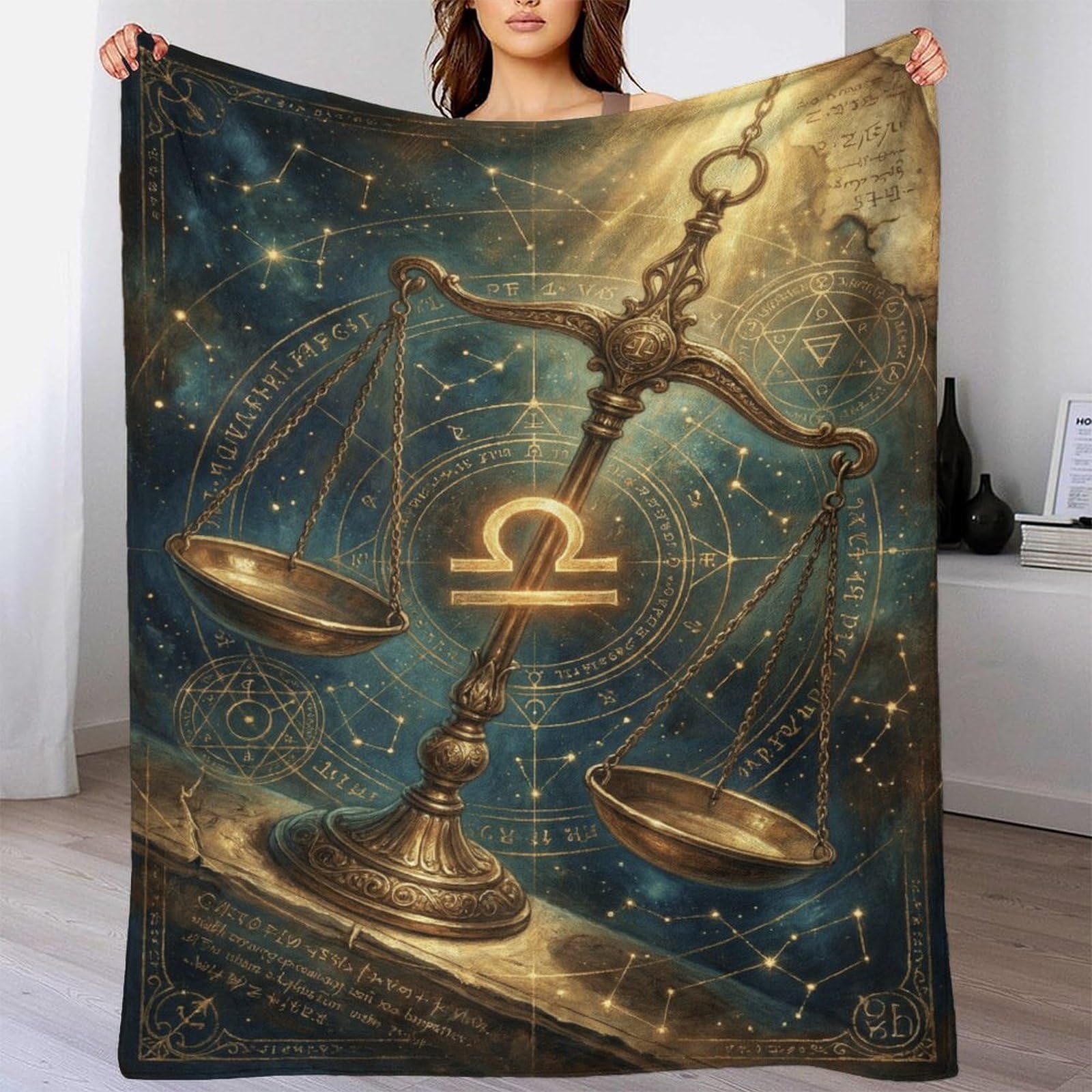 H3B8U2Y5 Libra Zodiac for for Flannel Throw Blanket, Living Room Sofa