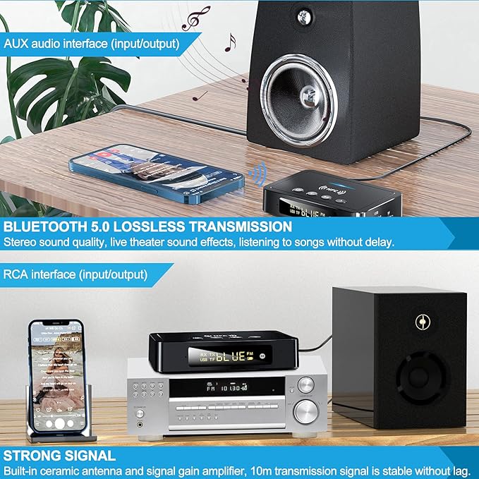 Adaptador Bluetooth 5.0 Transmisor Receptor Audio 3 en 1 miniatura 8
