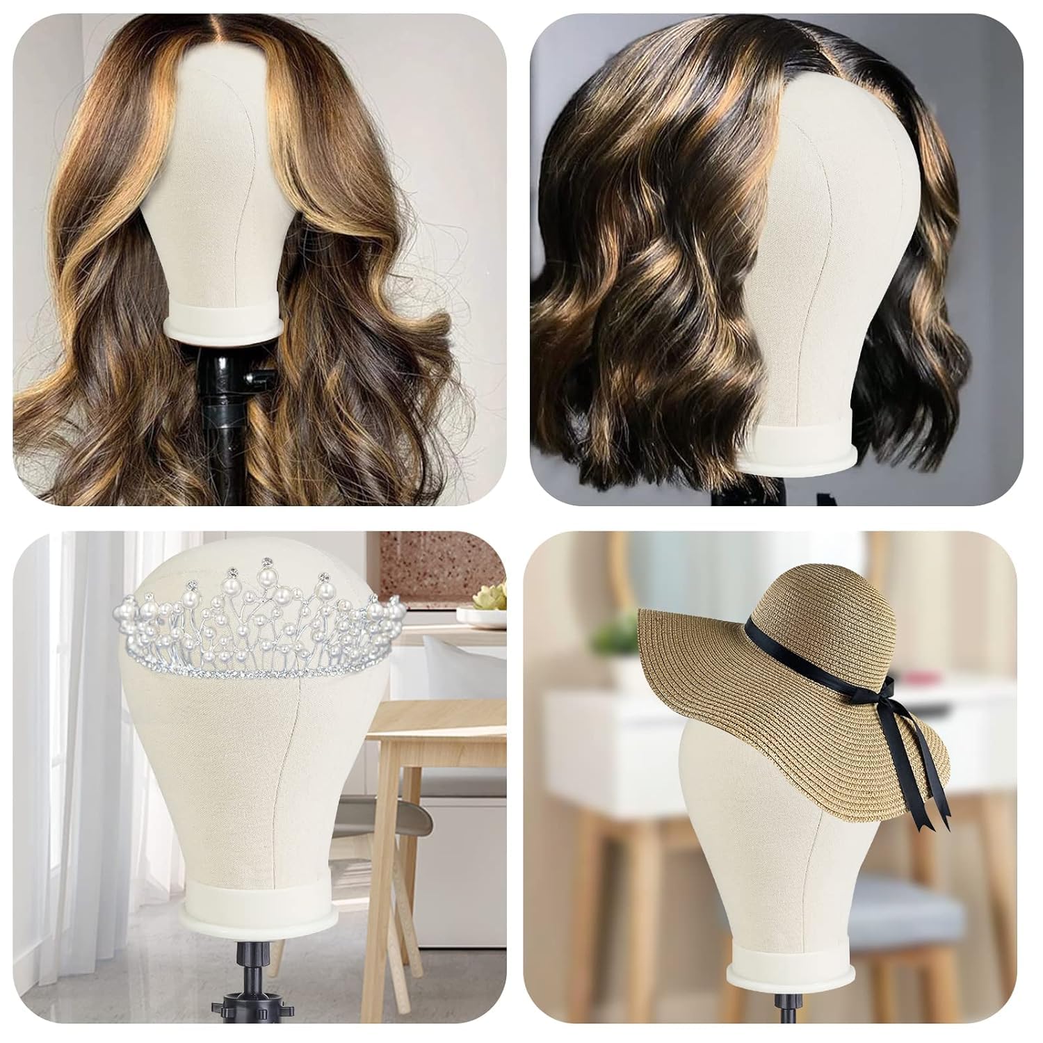Neverland Beauty & Health 23" (58cm) Perückenkopf mit Ständer, Tischklammer, T-Stifte, Perückenkappe