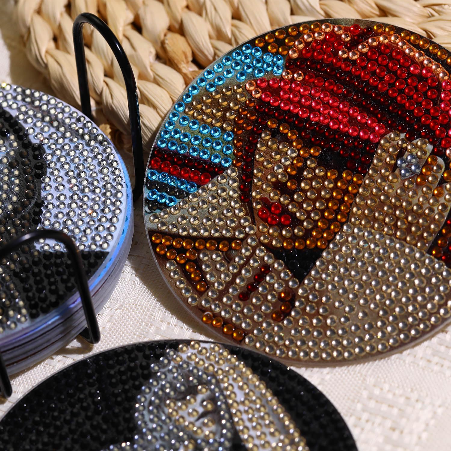 8 PCS Singer Diamond Art Coasters Kits, Pop Star Diamond Painting Coasters with Holder Set of 8, DIY Drink Coasters Art Crafts Supplies for Adults Cup Mat for Home Decor House Warming Gifts Non-Slip