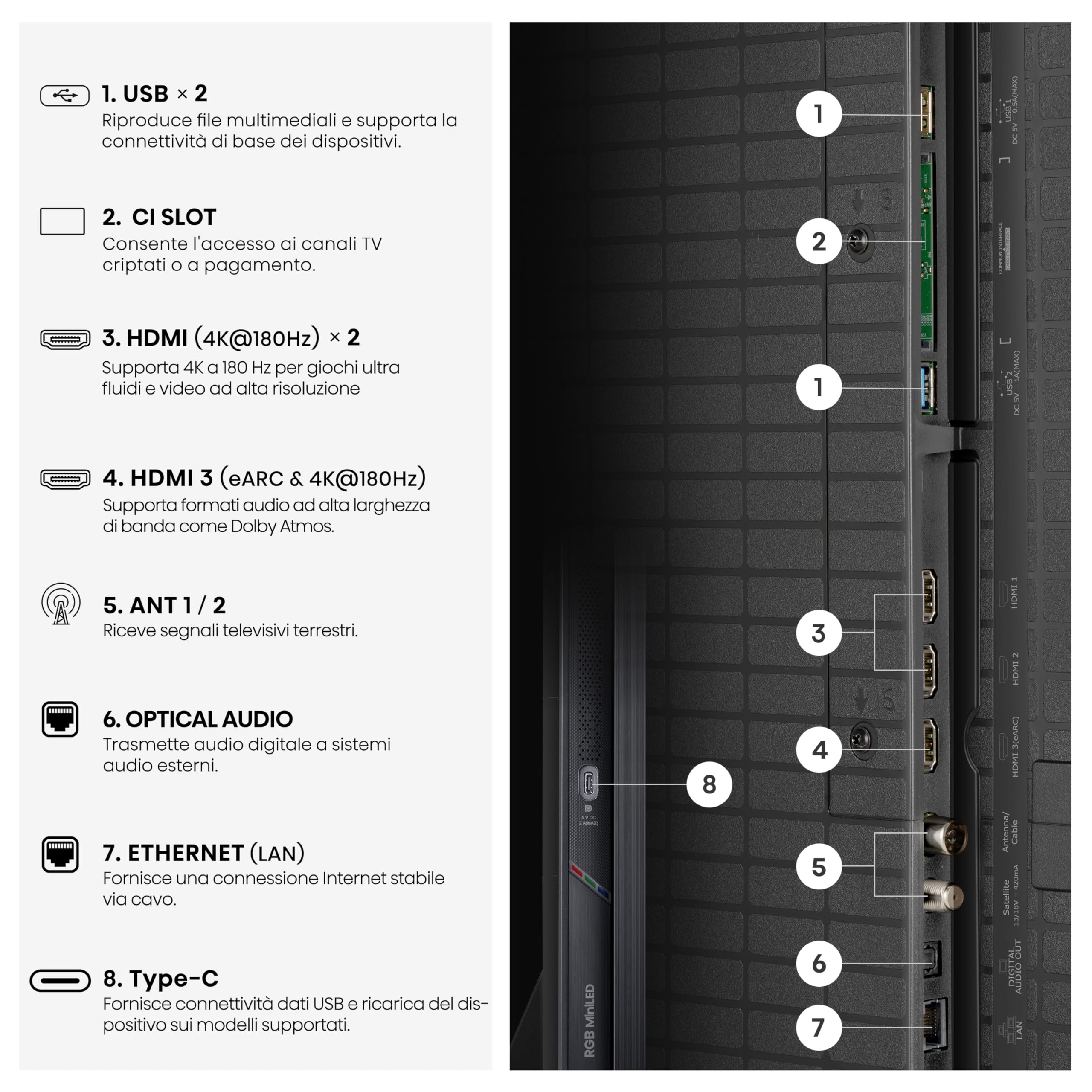 Hisense Smart TV RGB MiniLED 180Hz 75" 4K 75UR9S | Schermo Anti-Riflesso, Dolby Atmos 4.1.2 By Devialet, Dolby Vision IQ, IMAX, VIDAA OS, USB-C,Wifi 6, BT, Airplay2, 2026 Model
