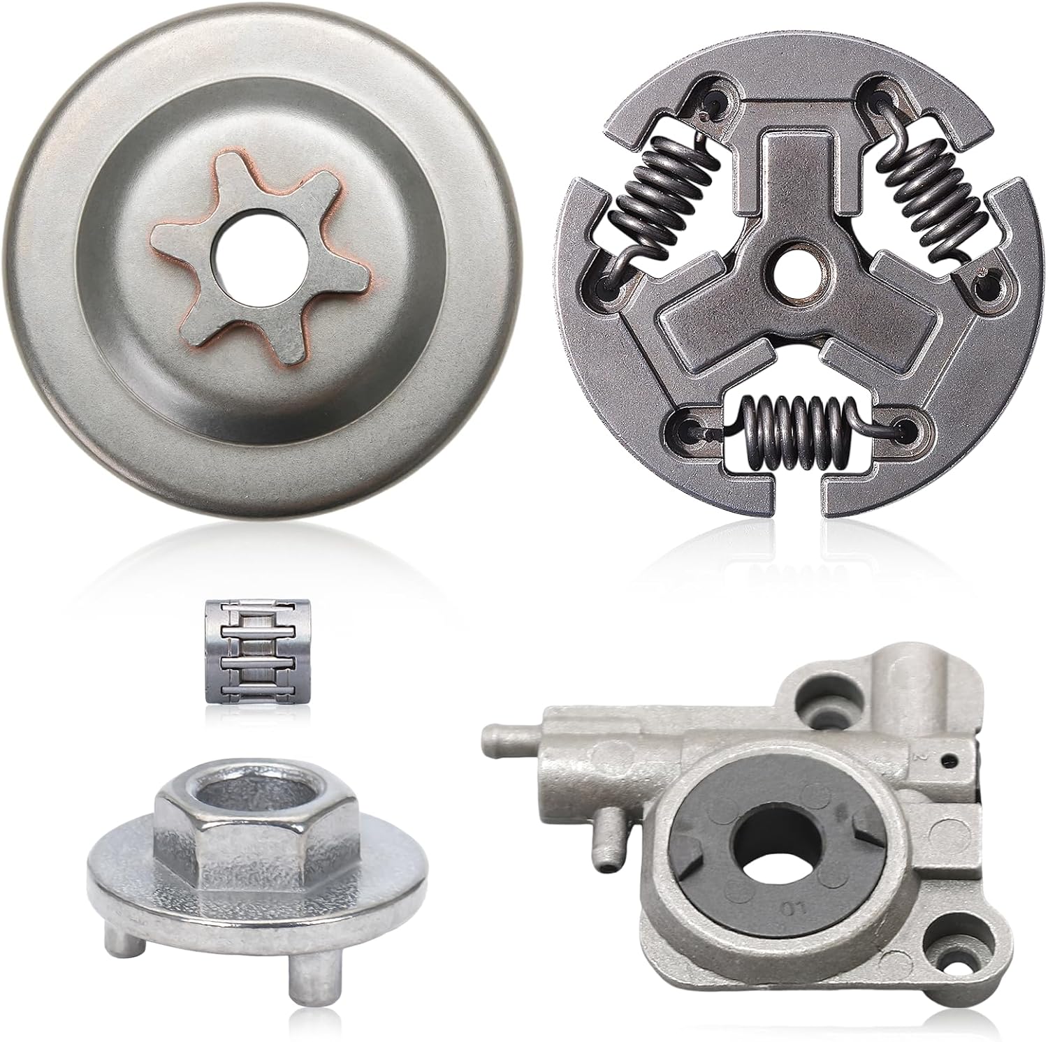 3/8" 6T Sprocket Clutch Drum Kit Fit for Echo CS-370 CS-400 CS-370F CS-400F Chainsaw Replace A556000400 Clutch Drum with P021001980 Oil Pump,9512 933 2270 Needle Bearing,Clutch Removal Tool