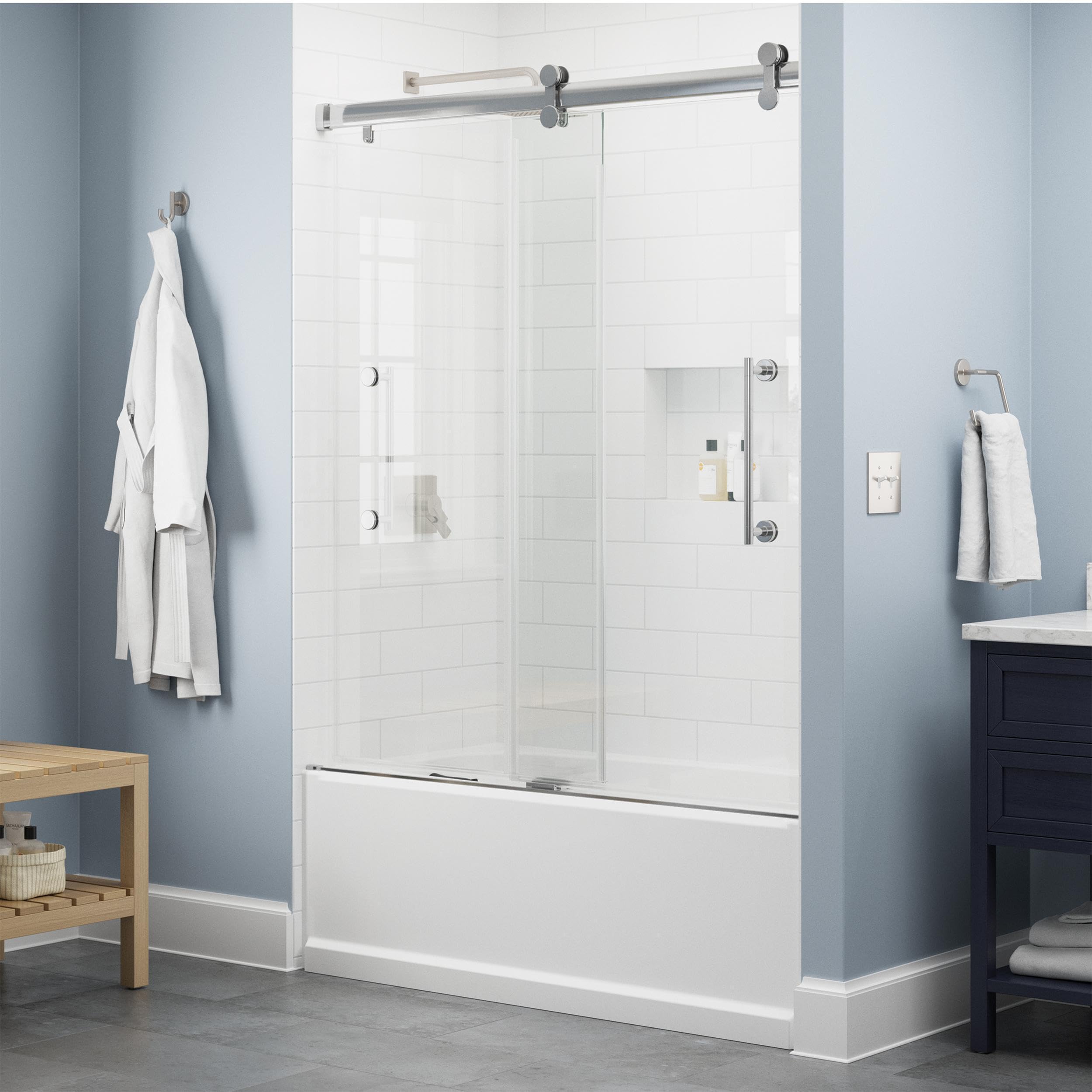 Delta Paxos 60 in. x 62-1/4 in. Frameless Sliding Bathtub