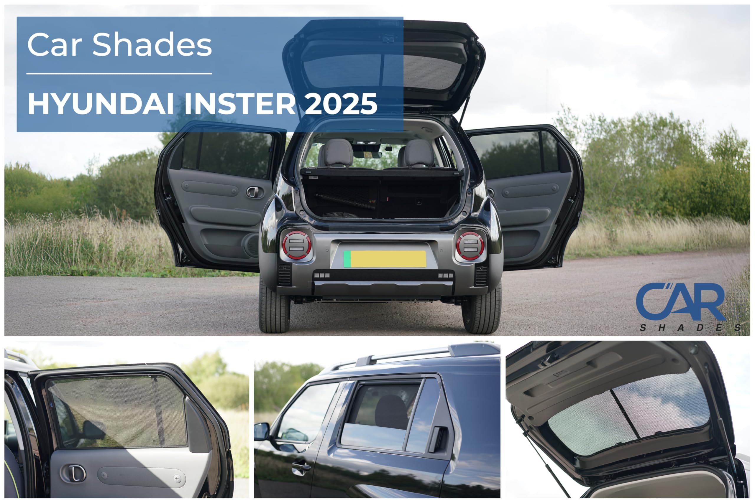 Satz Car Shades kompatibel mit Hyundai Inster (EV) 2024- (4-teilig) Passgenaue Sonnenschutzblenden