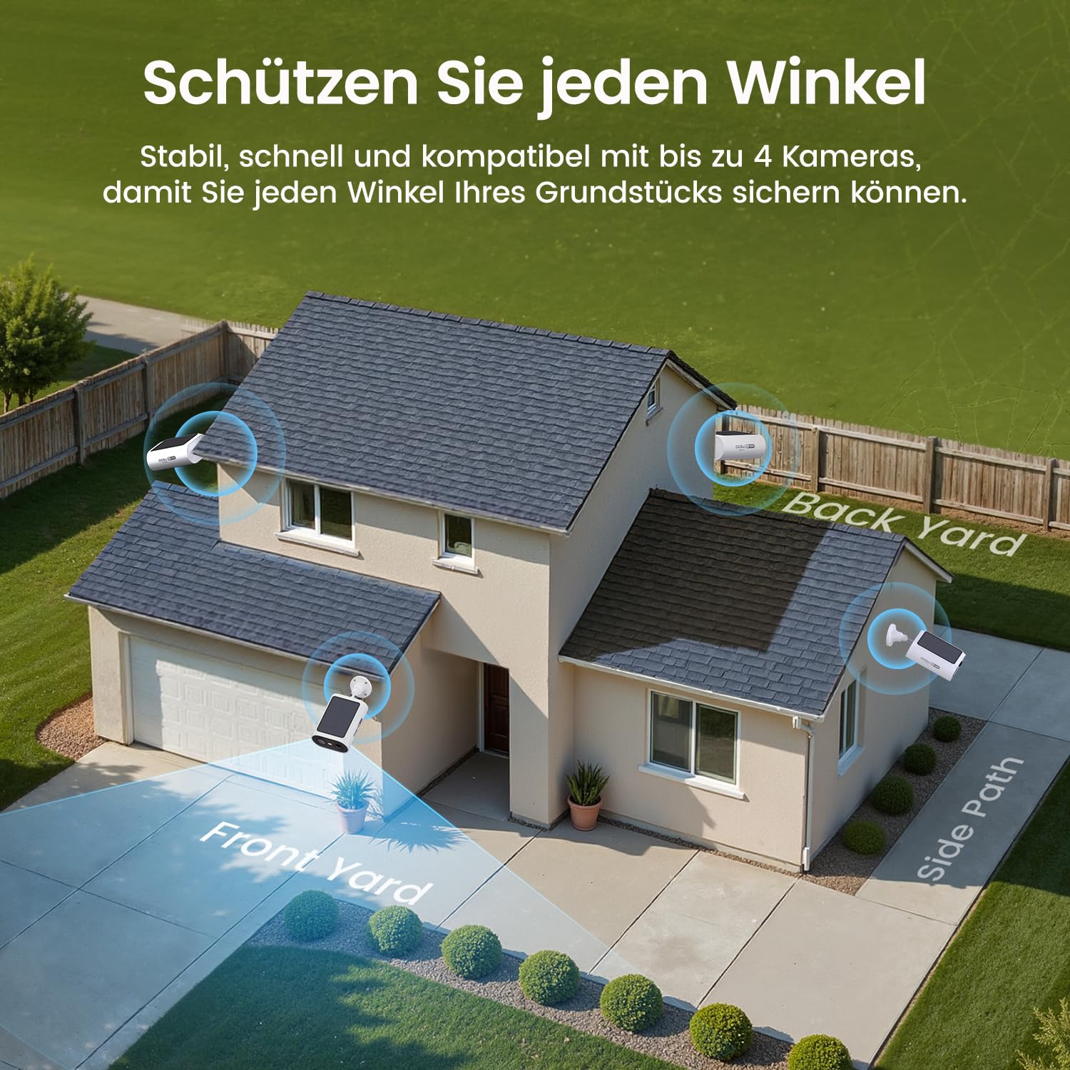 aosu 2K 3MP Überwachungskamera Aussen Solar Akku, 32G, 166° Weitwinkel | Kein Abo Nötig, PIR Personenerkennung, Nachtsicht Kabellose WLAN-Außenkamera, 2,4GHZ 5GHZ, für Haus & Grundstück, 2 Cam Kit