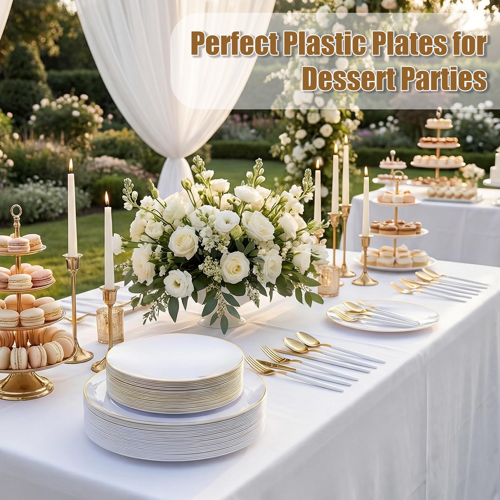 Gold Disposable Plates & Cutlery Set - Party Wedding -3