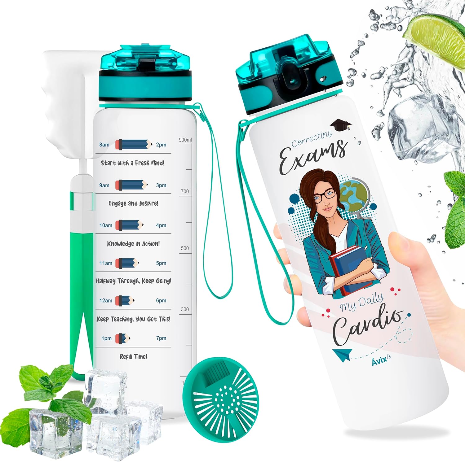 Botella con filtro, cepillo de limpieza y diseño de profesora por 4,75€ (marcando aplicar cupón)